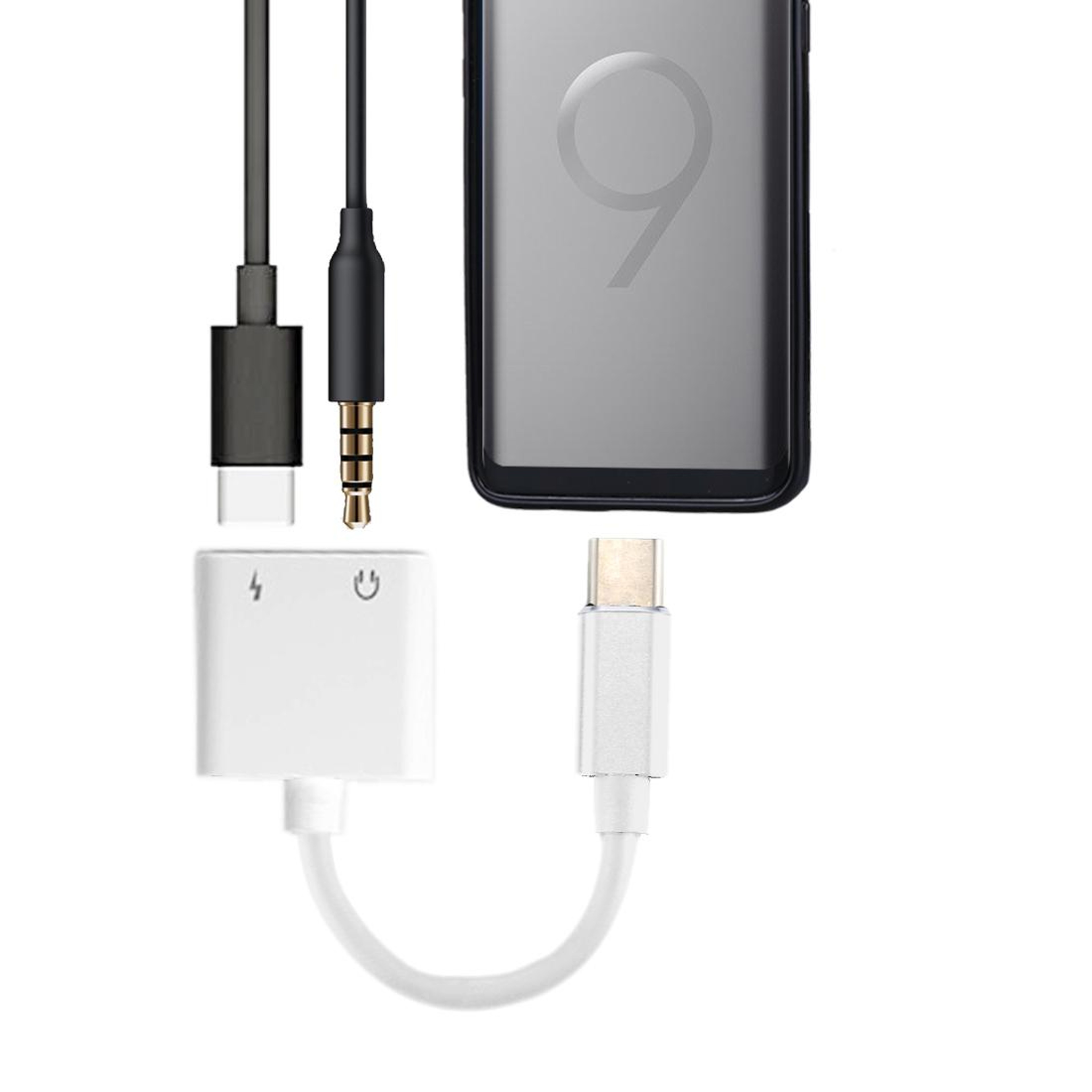 2 In 1 USB C Audio Adapter With Charging Splitter For Headphones And Power 5