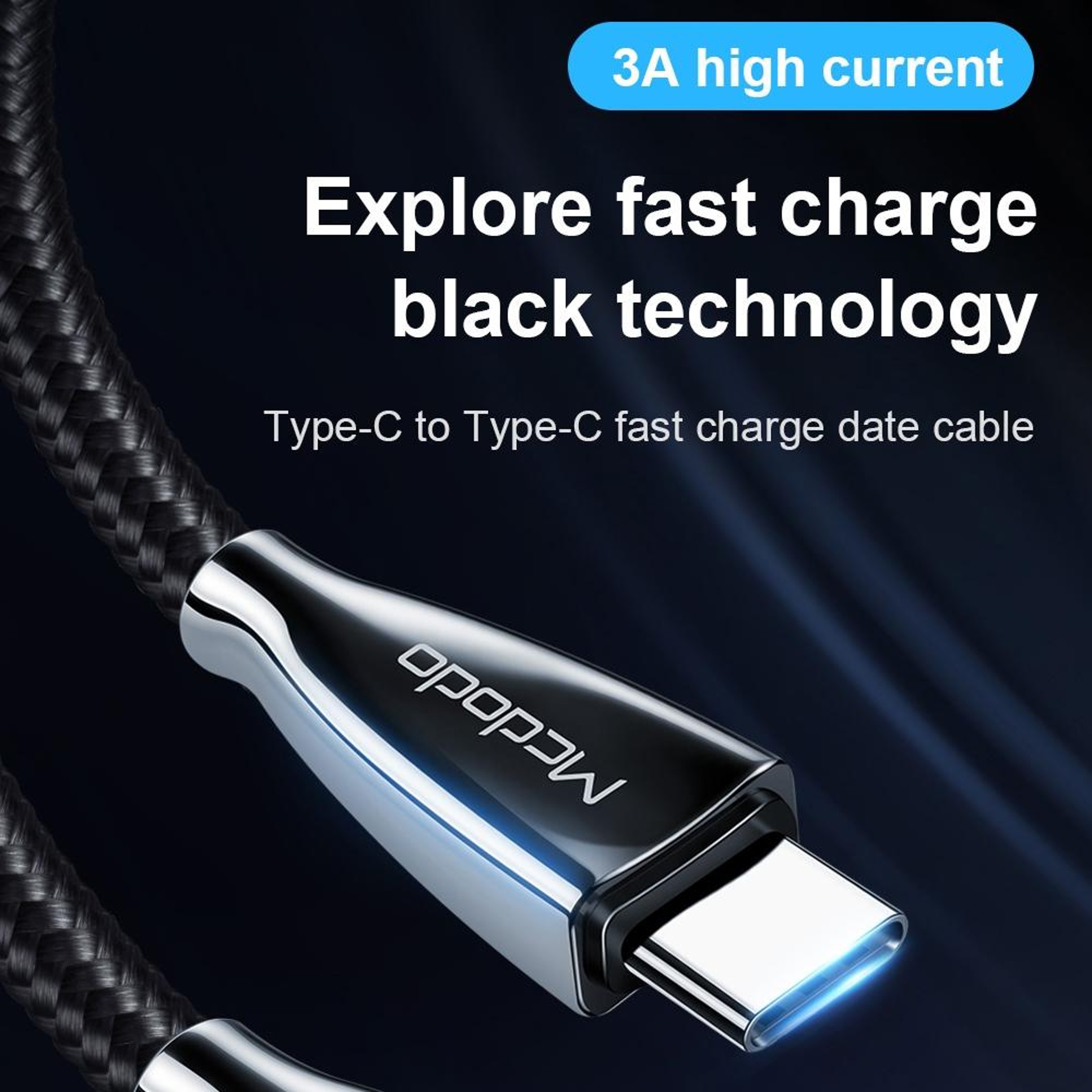 60W USB C To USB C Cable 3A Fast Charging Nylon Braided 9
