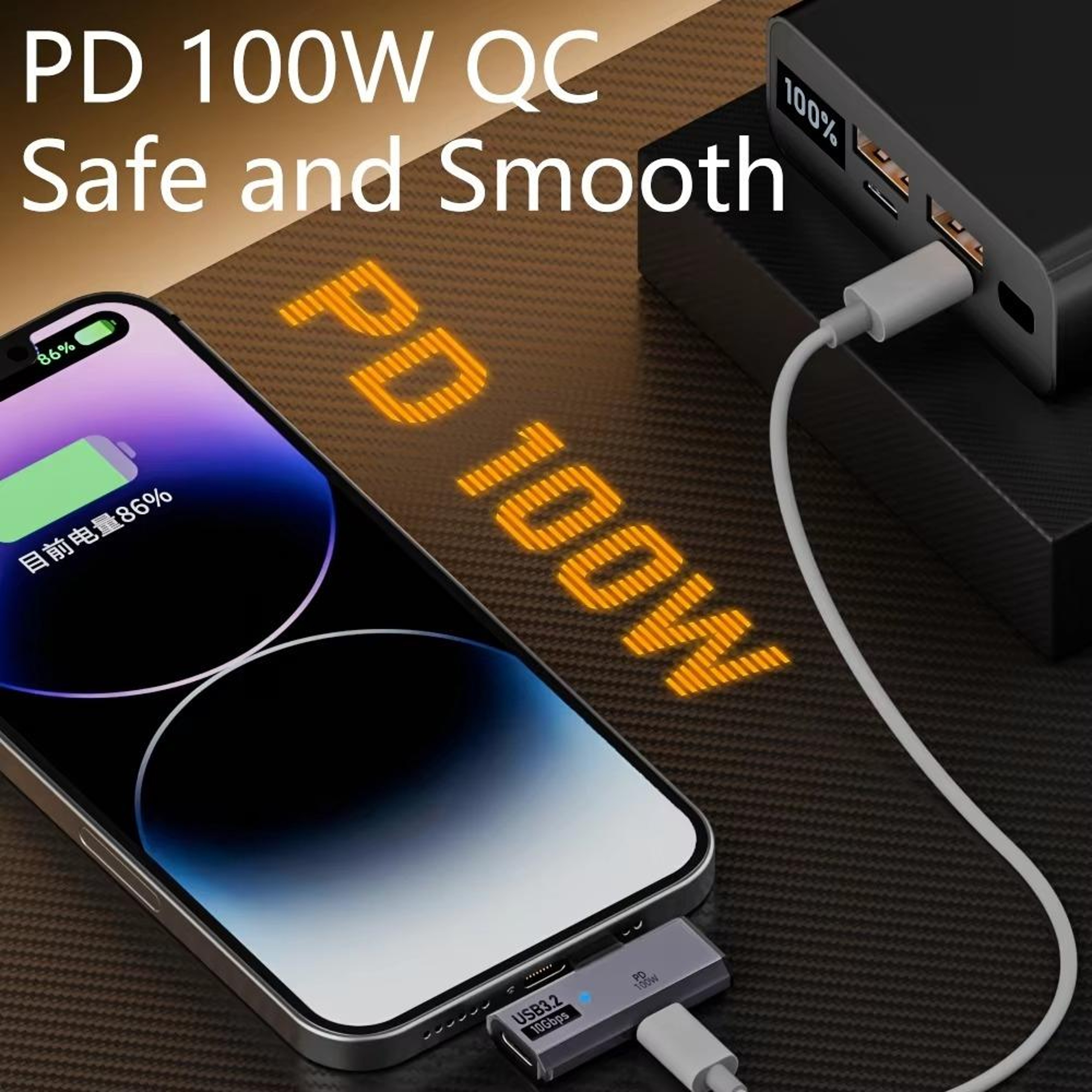 USB C Splitter Adapter OTG PD 100W Dual USB C Charging Hub 3