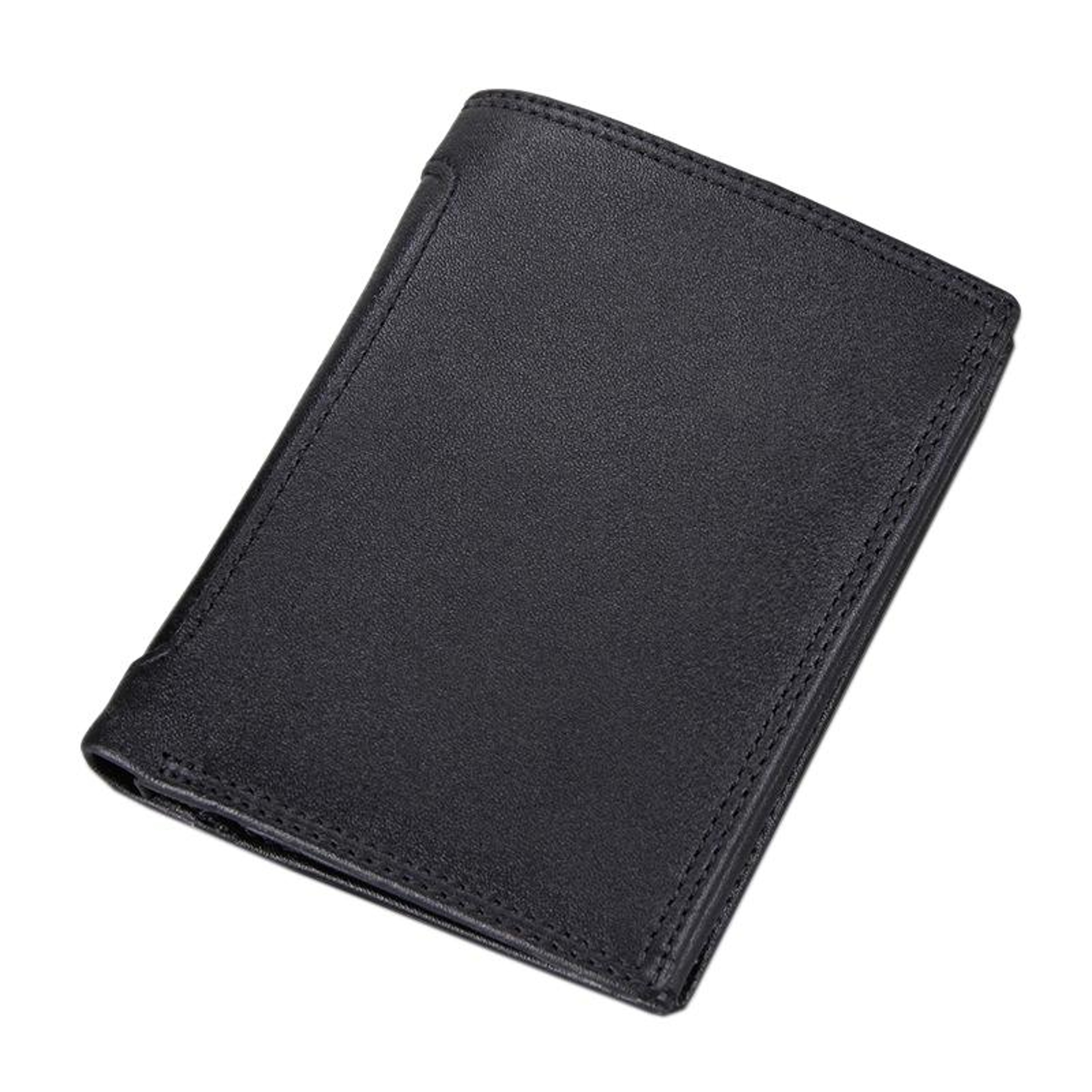RFID Blocking Cowhide Leather Card Holder Wallet Slim Mens 3 Fold Design 1