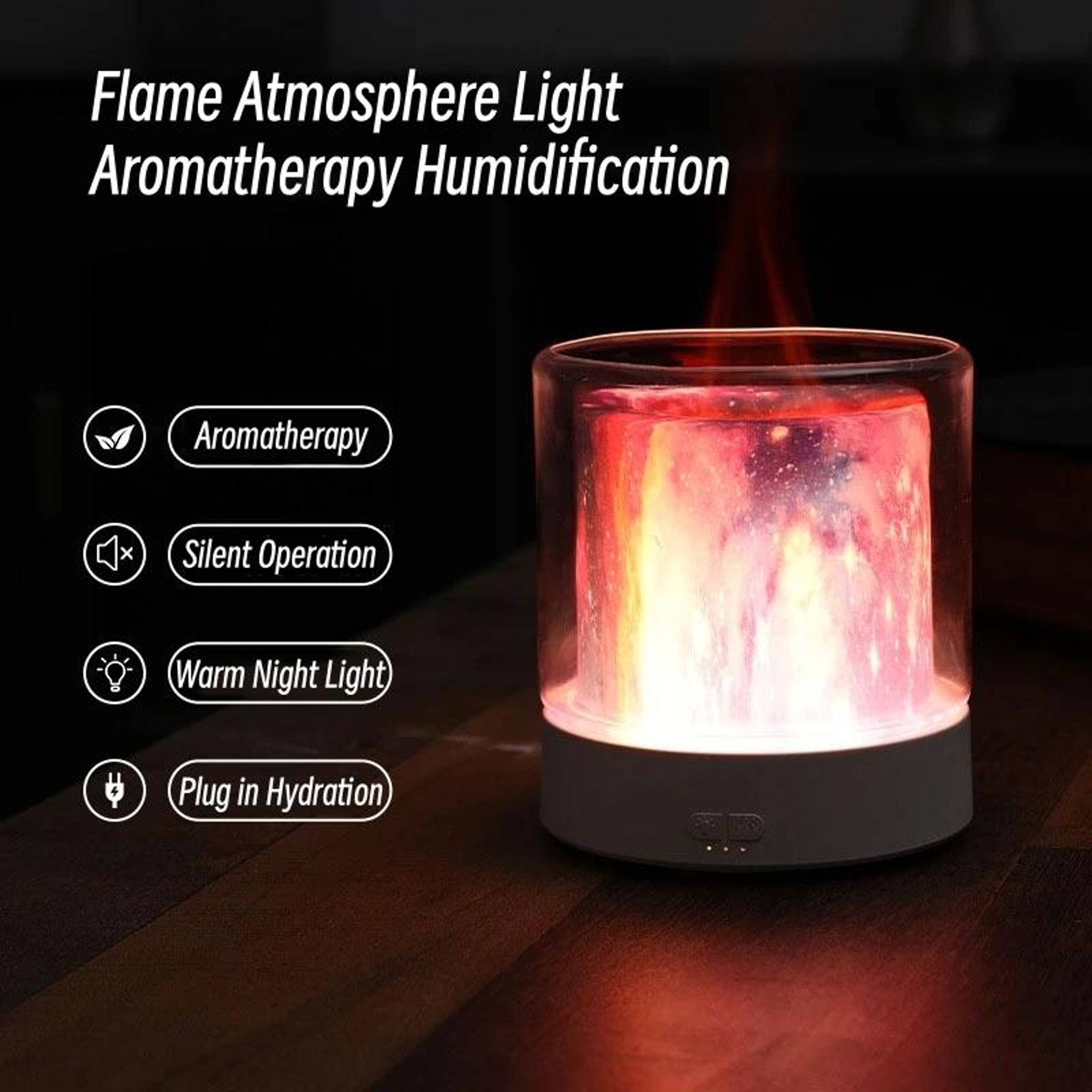 Flame Effect Aromatherapy Humidifier LED Essential Oil Diffuser For Home  Desk 1