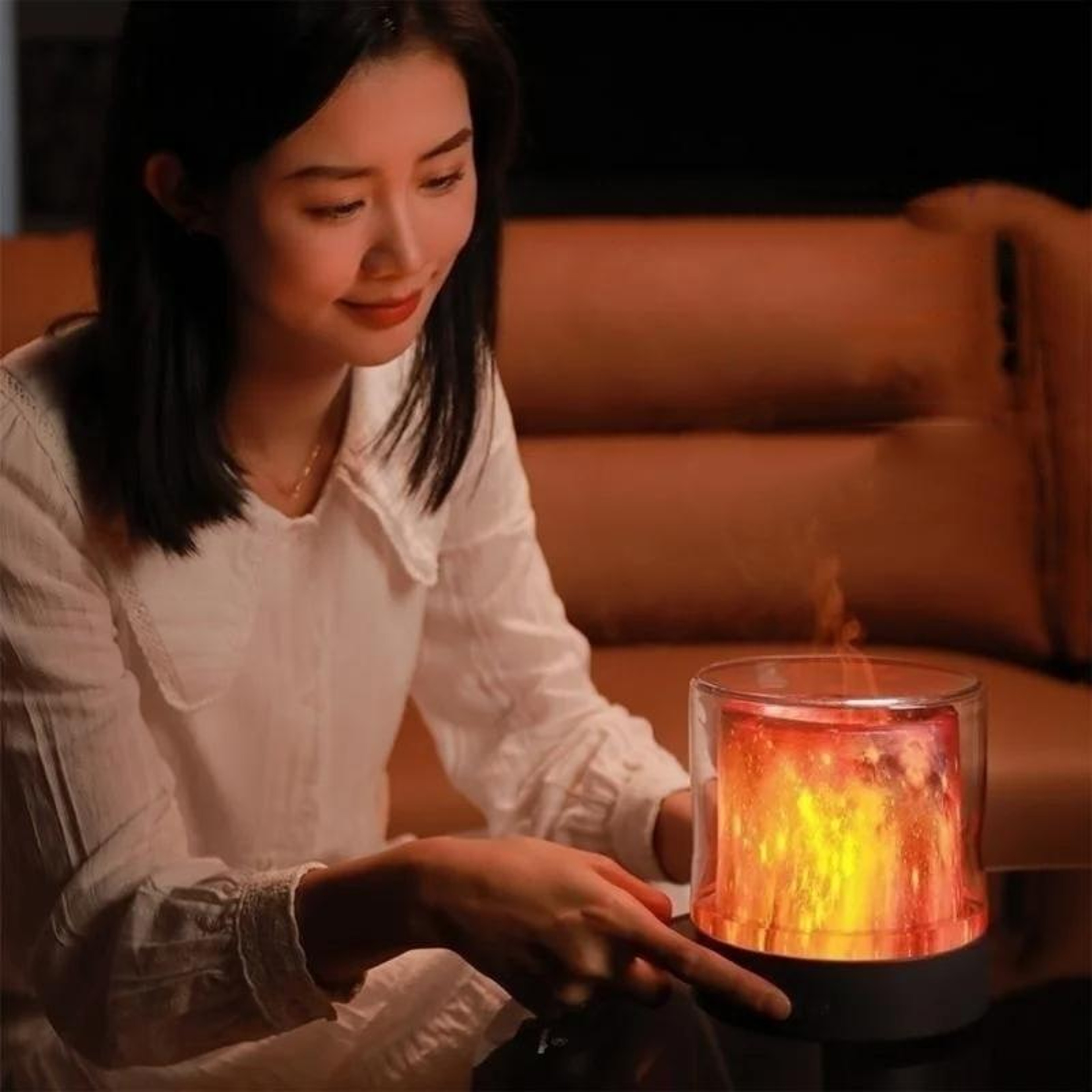 Flame Effect Aromatherapy Humidifier LED Essential Oil Diffuser For Home  Desk 2