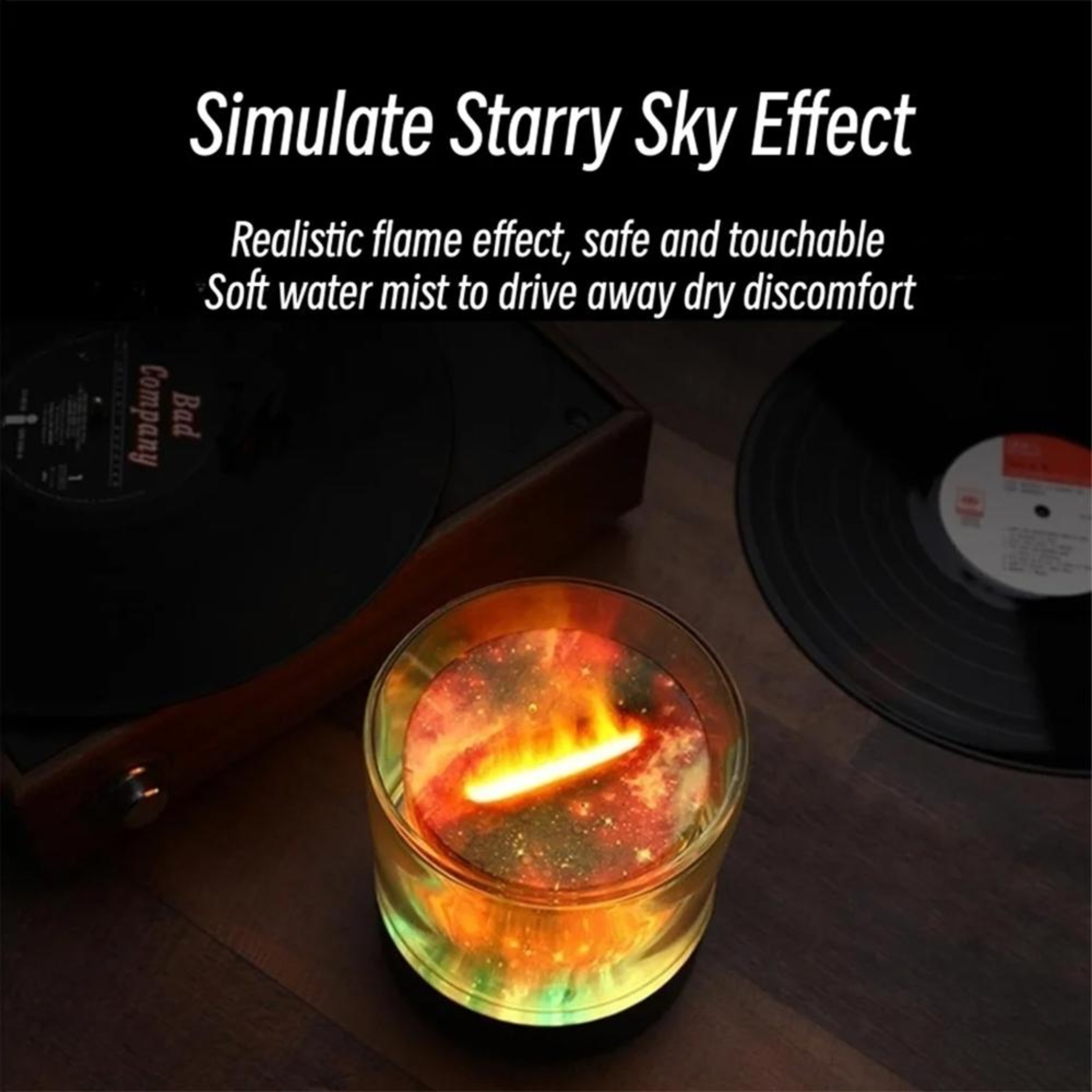Flame Effect Aromatherapy Humidifier LED Essential Oil Diffuser For Home  Desk 6