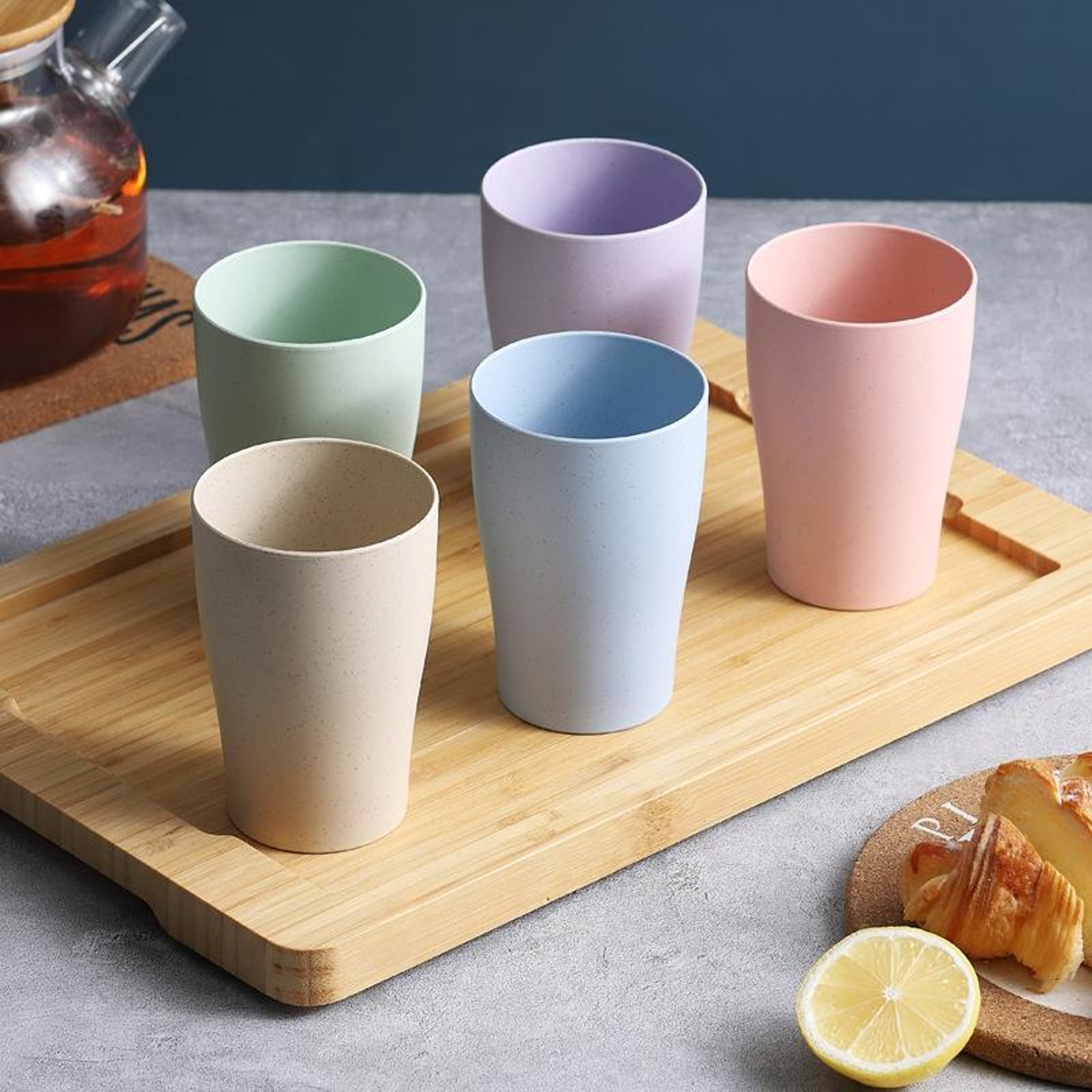 Eco Wheat Straw Travel Toothbrush Cup Set Unbreakable Portable Bathroom Cups 0