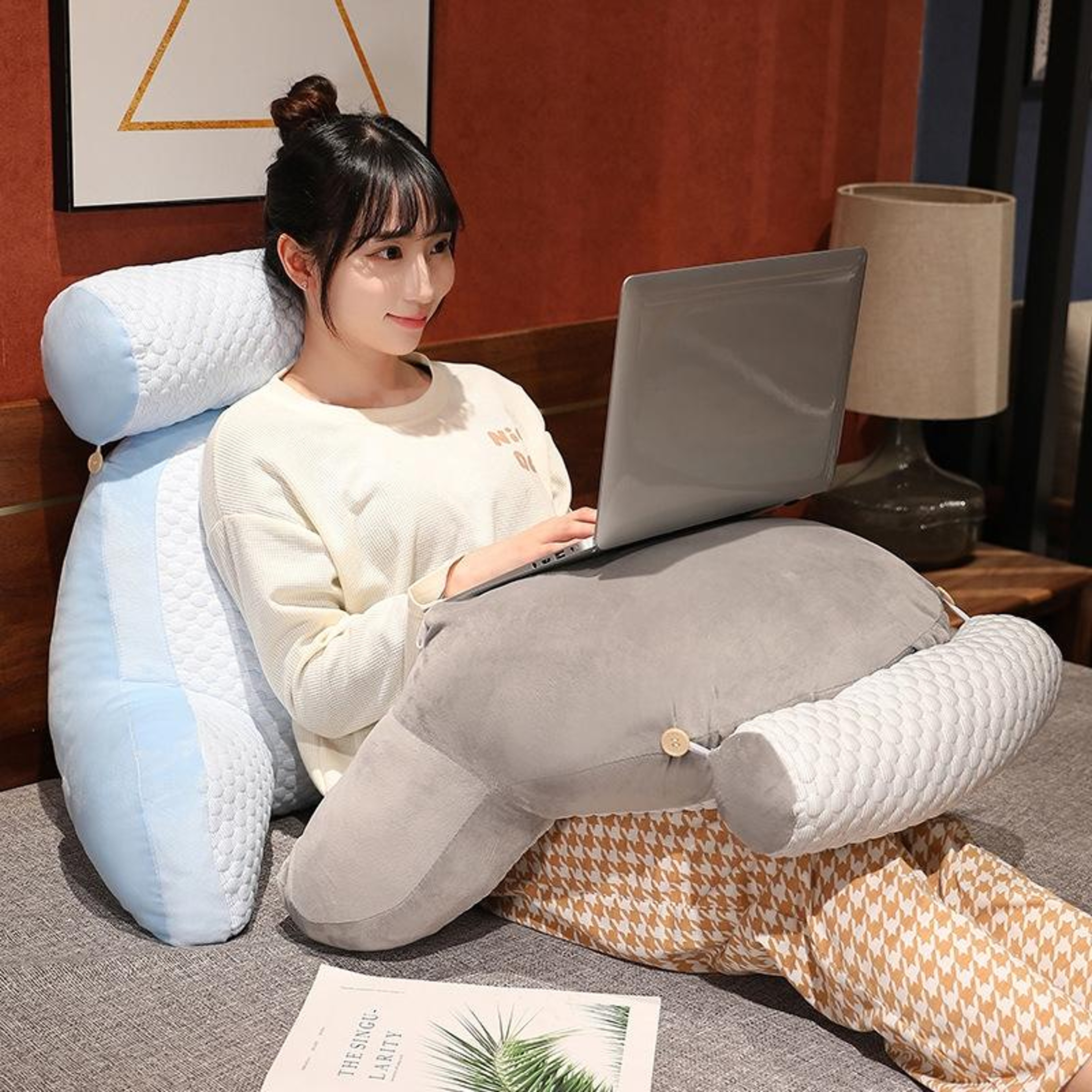 Soft-Packed Bedside Cushion Waist Pillow Sofa Tatami Lumbar Support Pillow Medium Husky – view 7