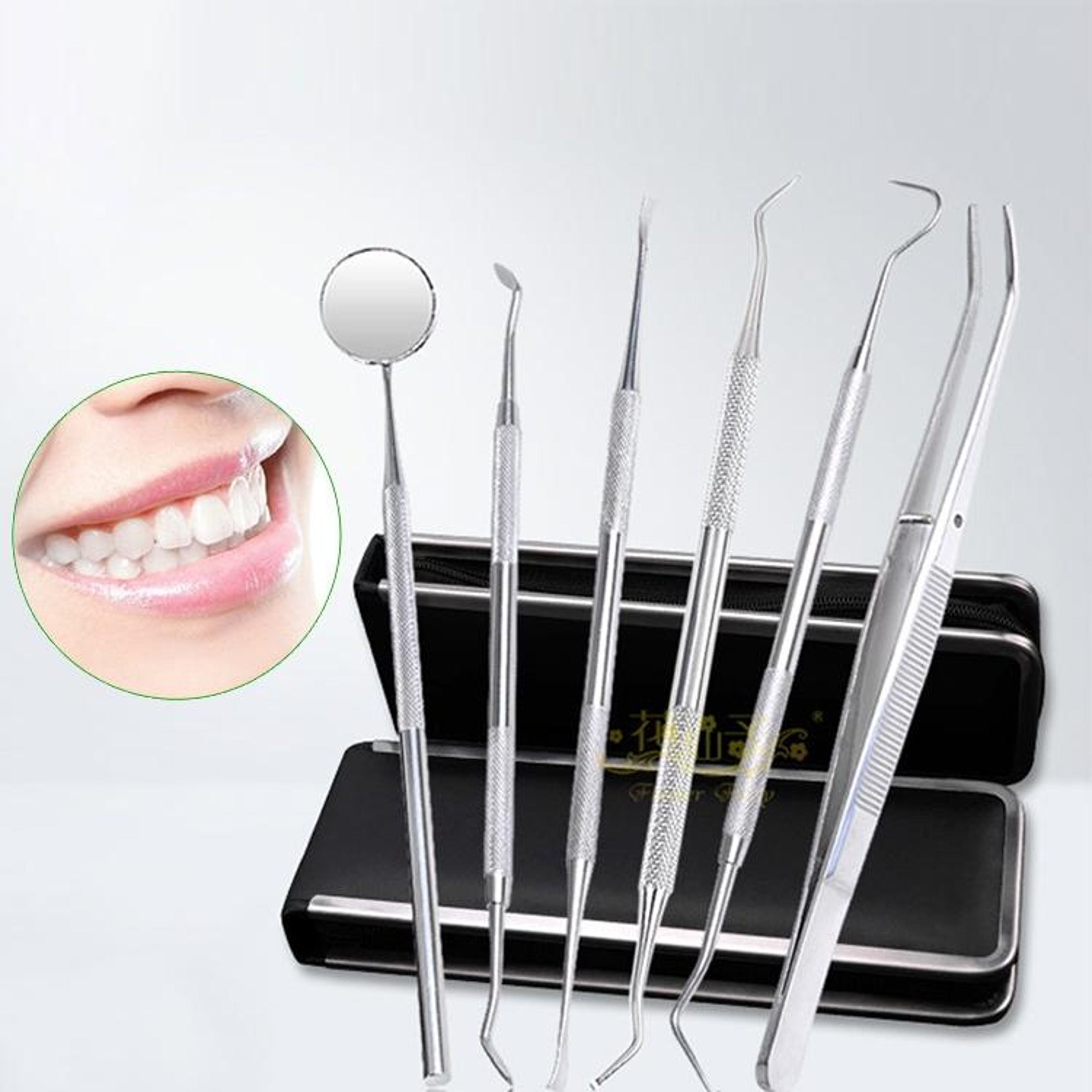 6in1 Dental Cleaning Tools Kit Stainless Steel Oral Care Set With Mirror  Tartar Remover 0