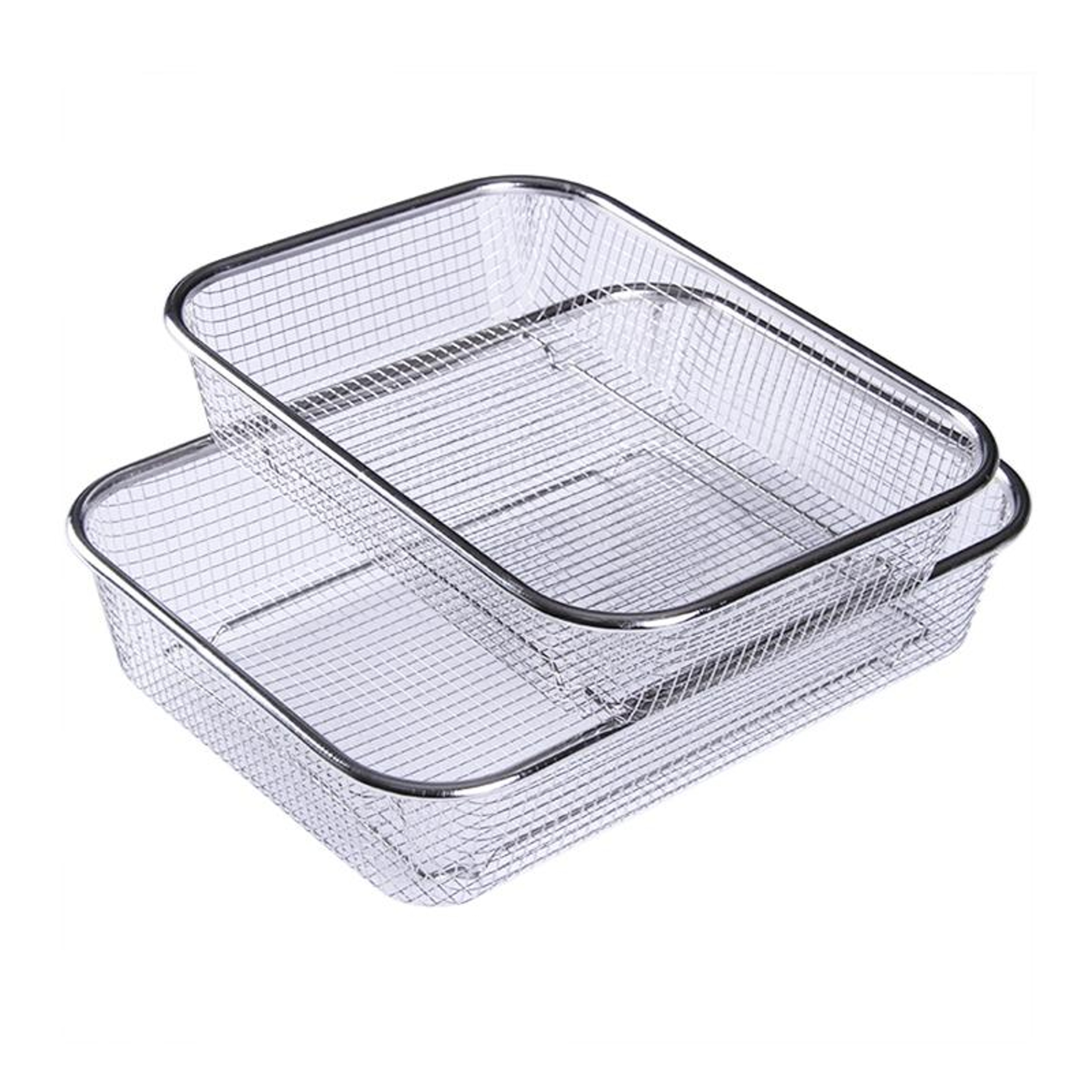 Stainless Steel Fruit and Vegetable Washing and Draining Basket Rectangular Kitchen Storage Colander – view 2