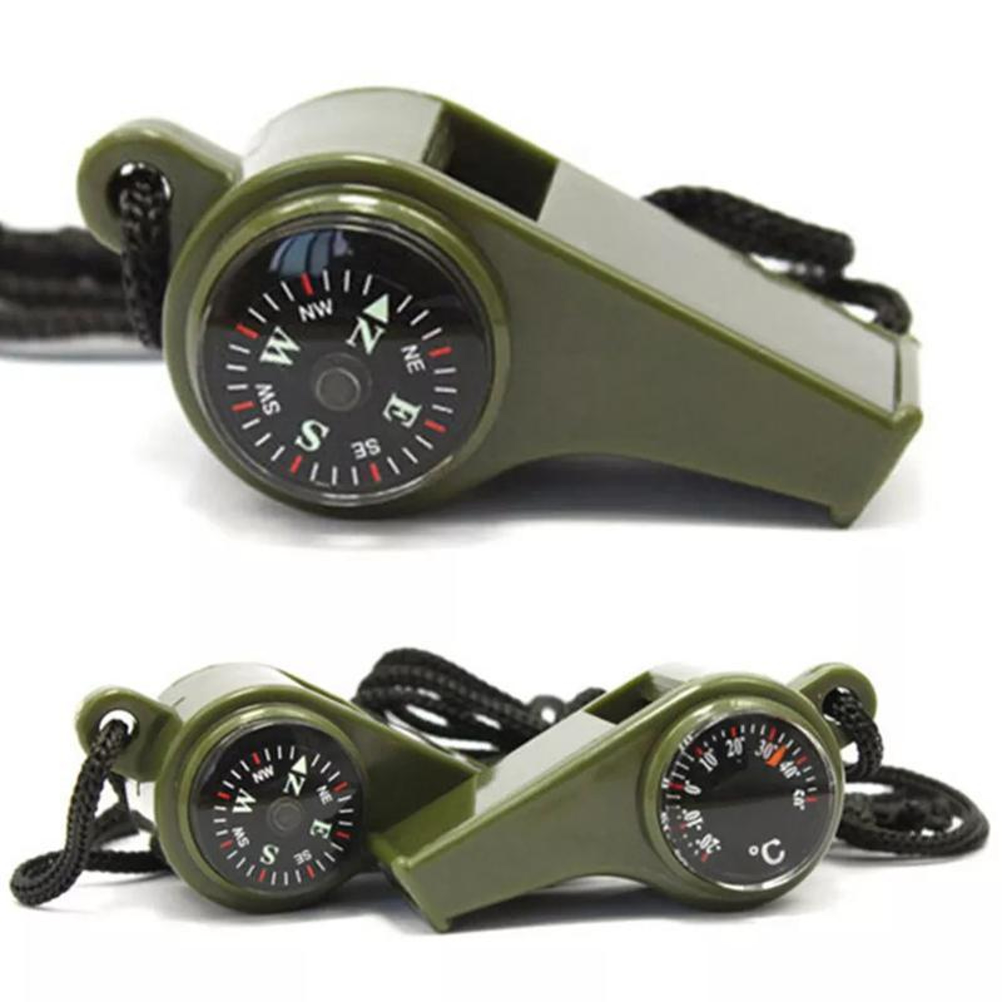 Outdoor Survival Whistle With Built In Outdoor Compass Thermometer For Hiking  Camping 3