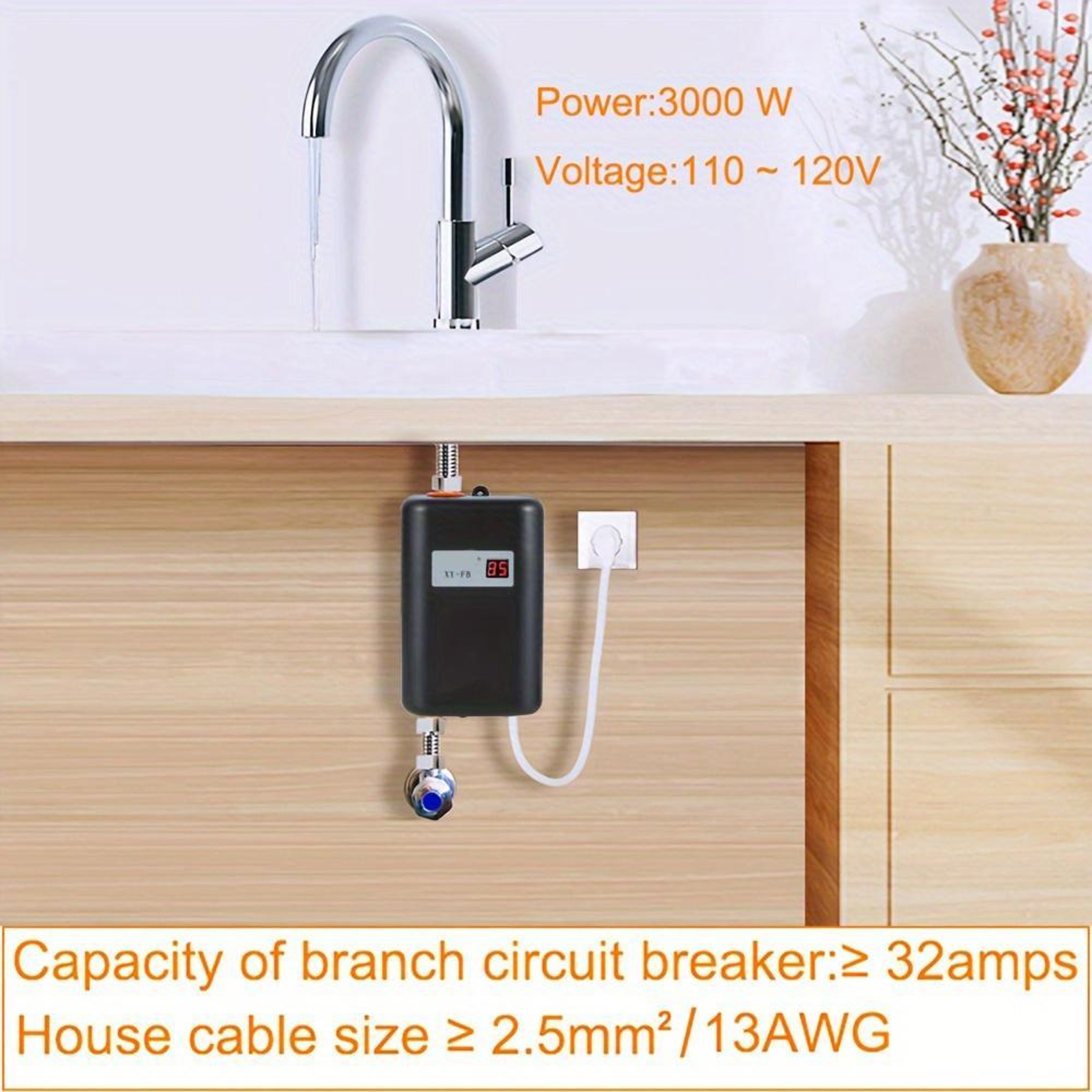 Tankless Electric Water Heater For Kitchen And Bathroom Instant Hot Water 7