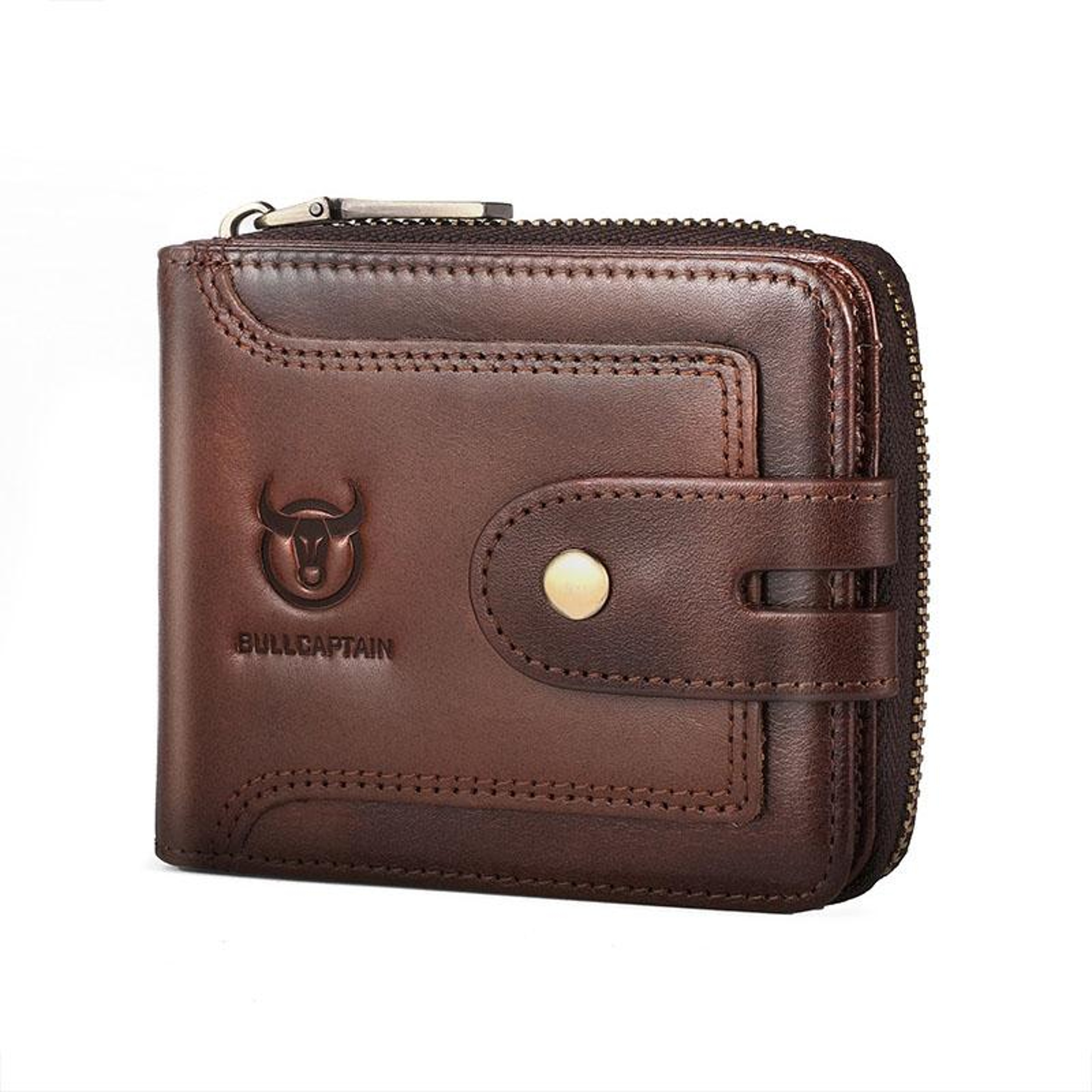 Vintage RFID Blocking Leather Wallet For Men With Zipper Card Holder 11