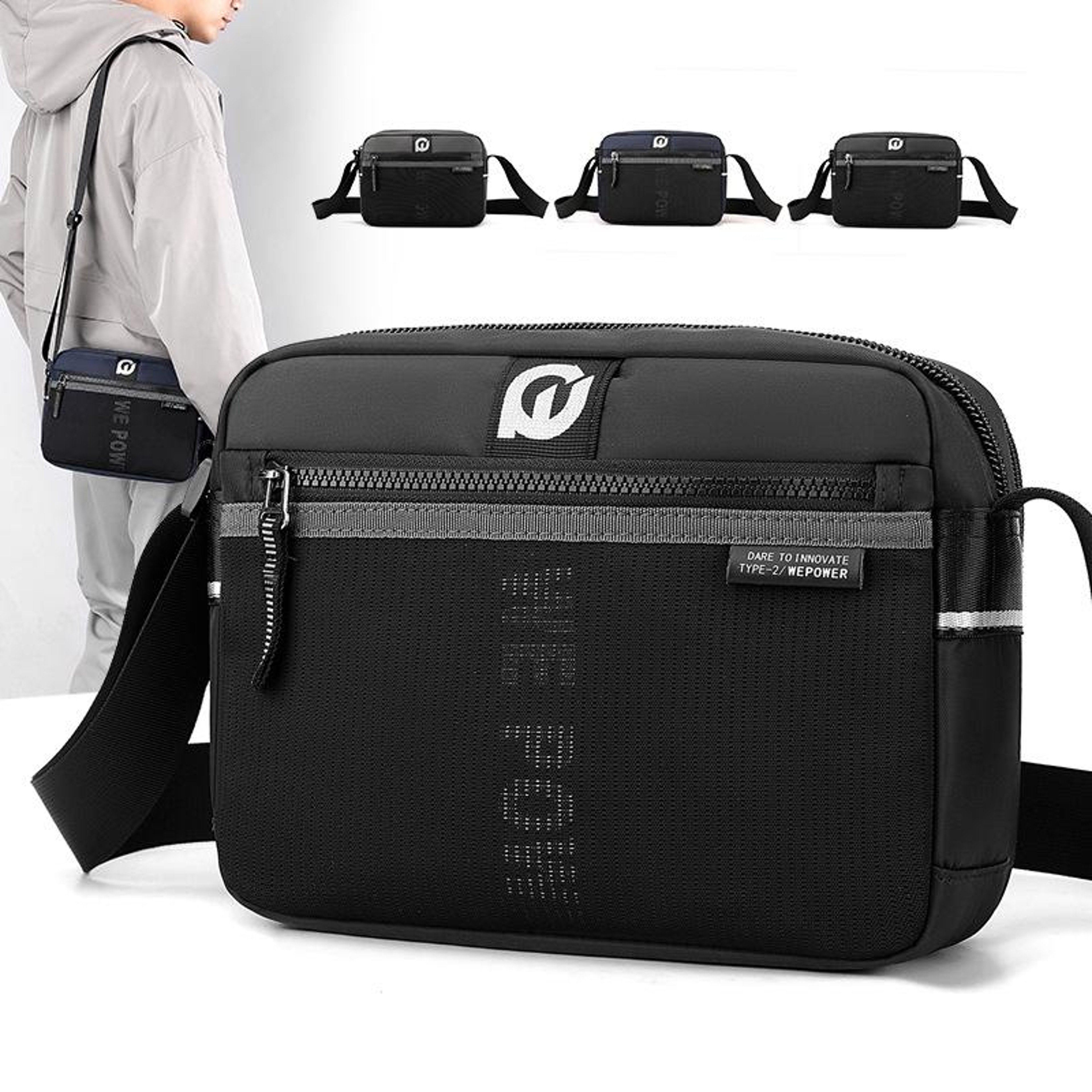 Crossbody Bag For Men Waterproof Nylon Sling Bag With Multi Pocket Storage 1