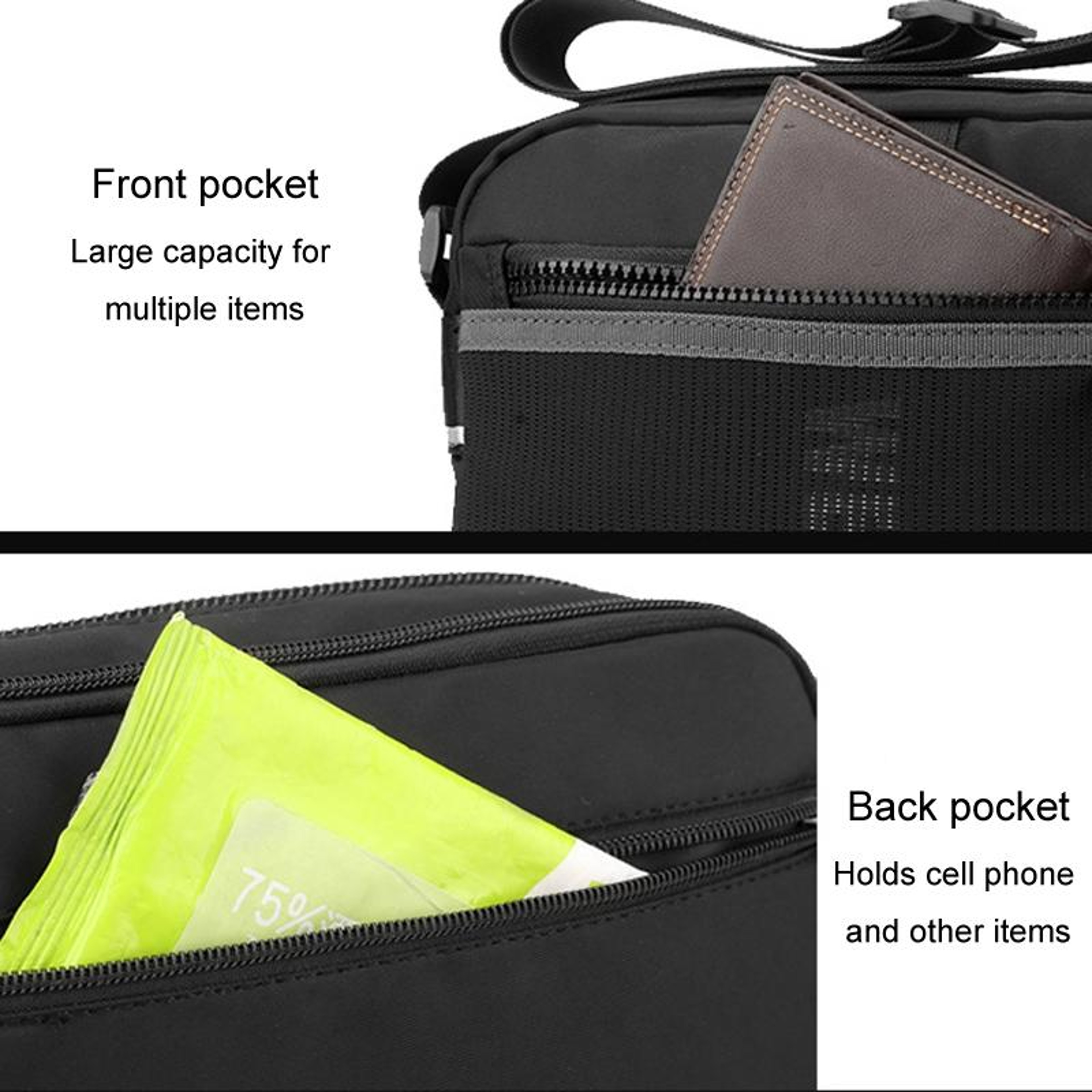 Crossbody Bag For Men Waterproof Nylon Sling Bag With Multi Pocket Storage 7