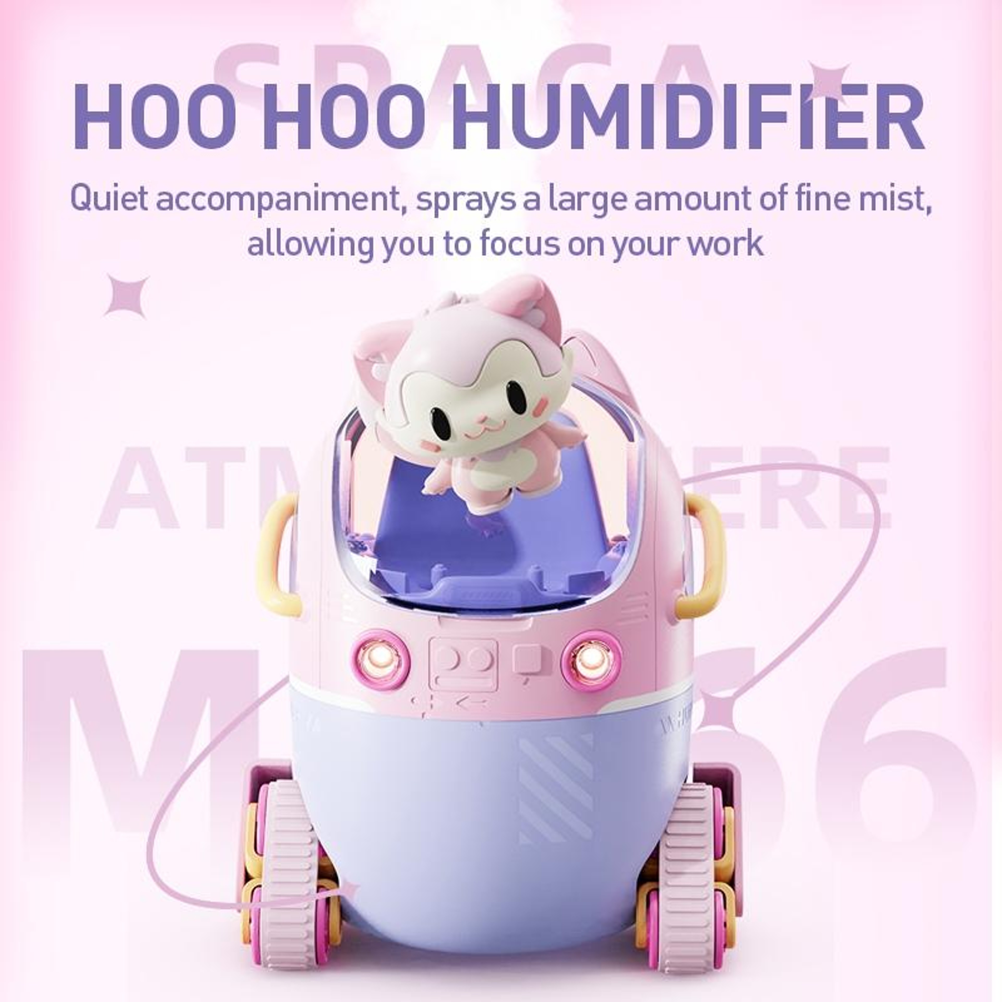 220ML Portable Cartoon Tank Car Humidifier With LED Lights 4