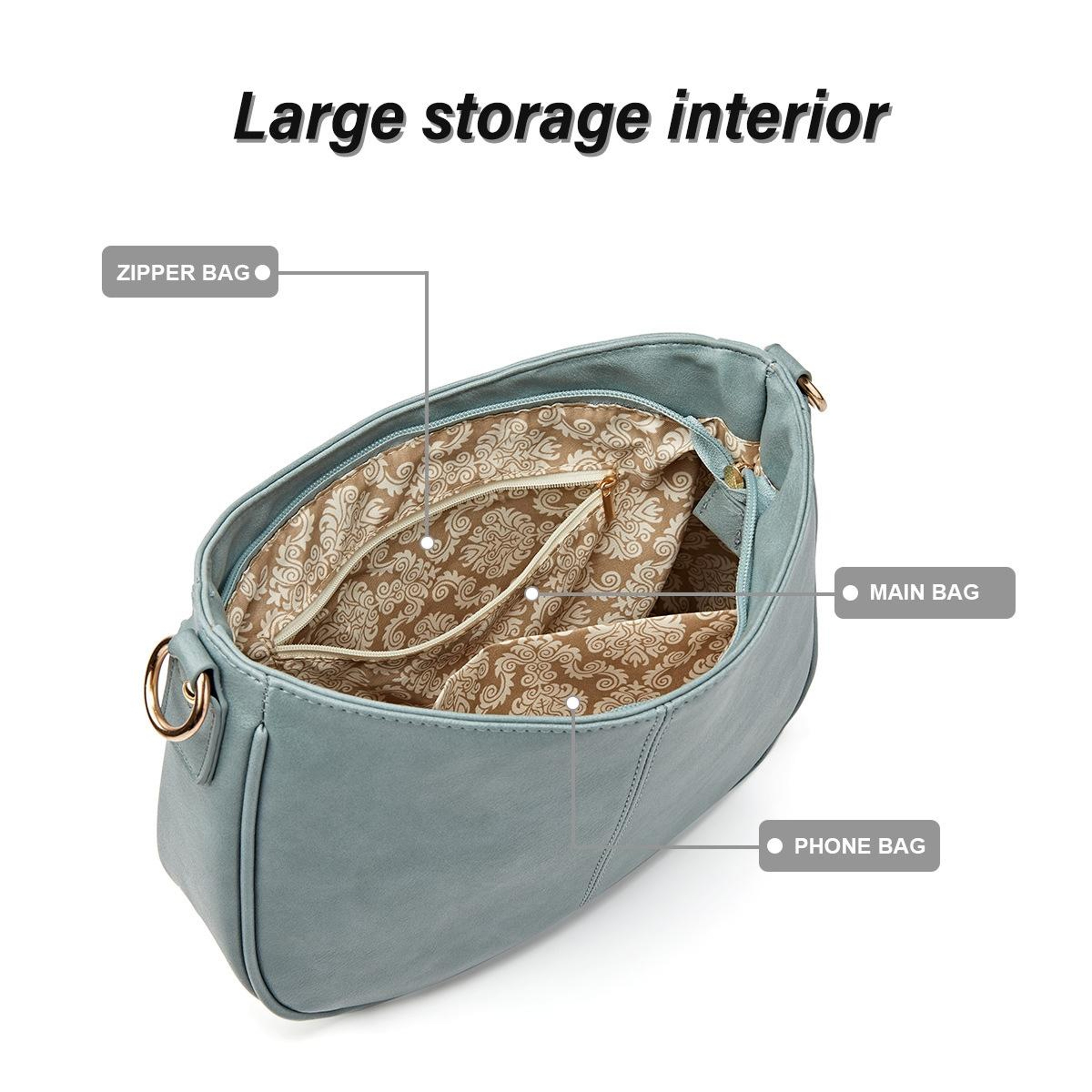 Urban Luxe Crossbody Bag For Women Large Capacity Adjustable Chain Shoulder Purse 4