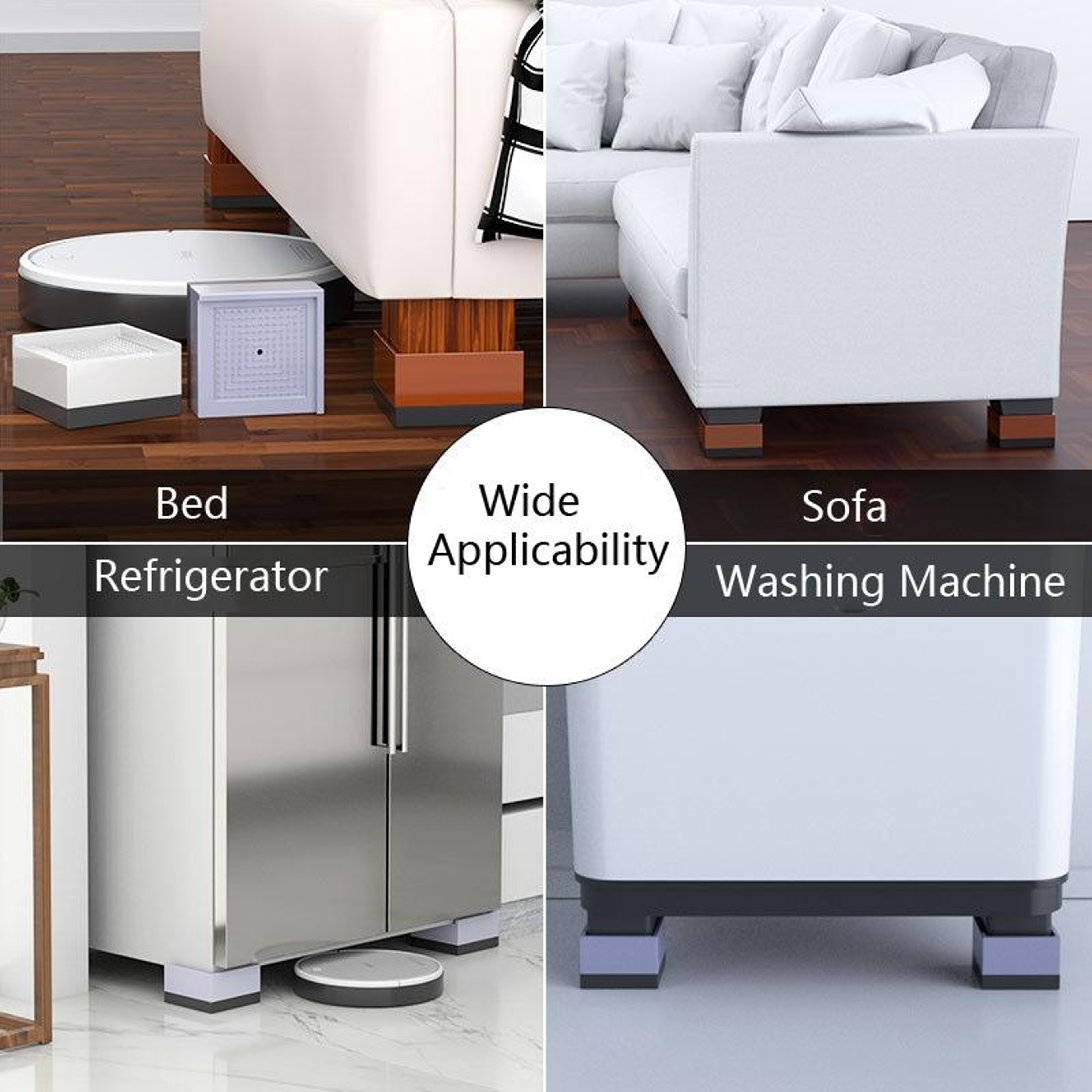 Adjustable Furniture Risers With Anti Slip TPU Base For Beds Sofas Washing Machines And Tables 4PCS 2