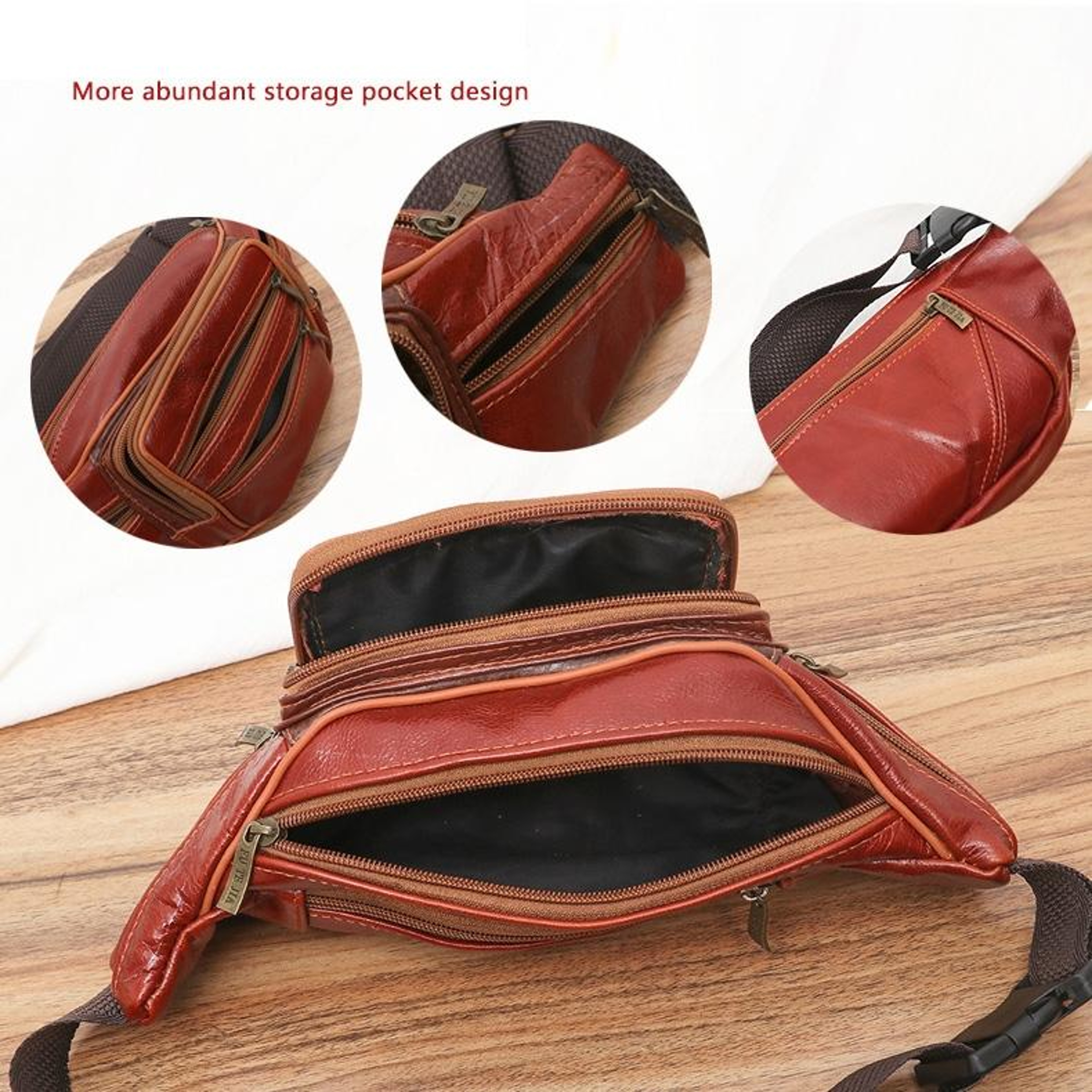Vintage Genuine Leather Belt Bag For Men Travel Phone Wallet Organizer 1