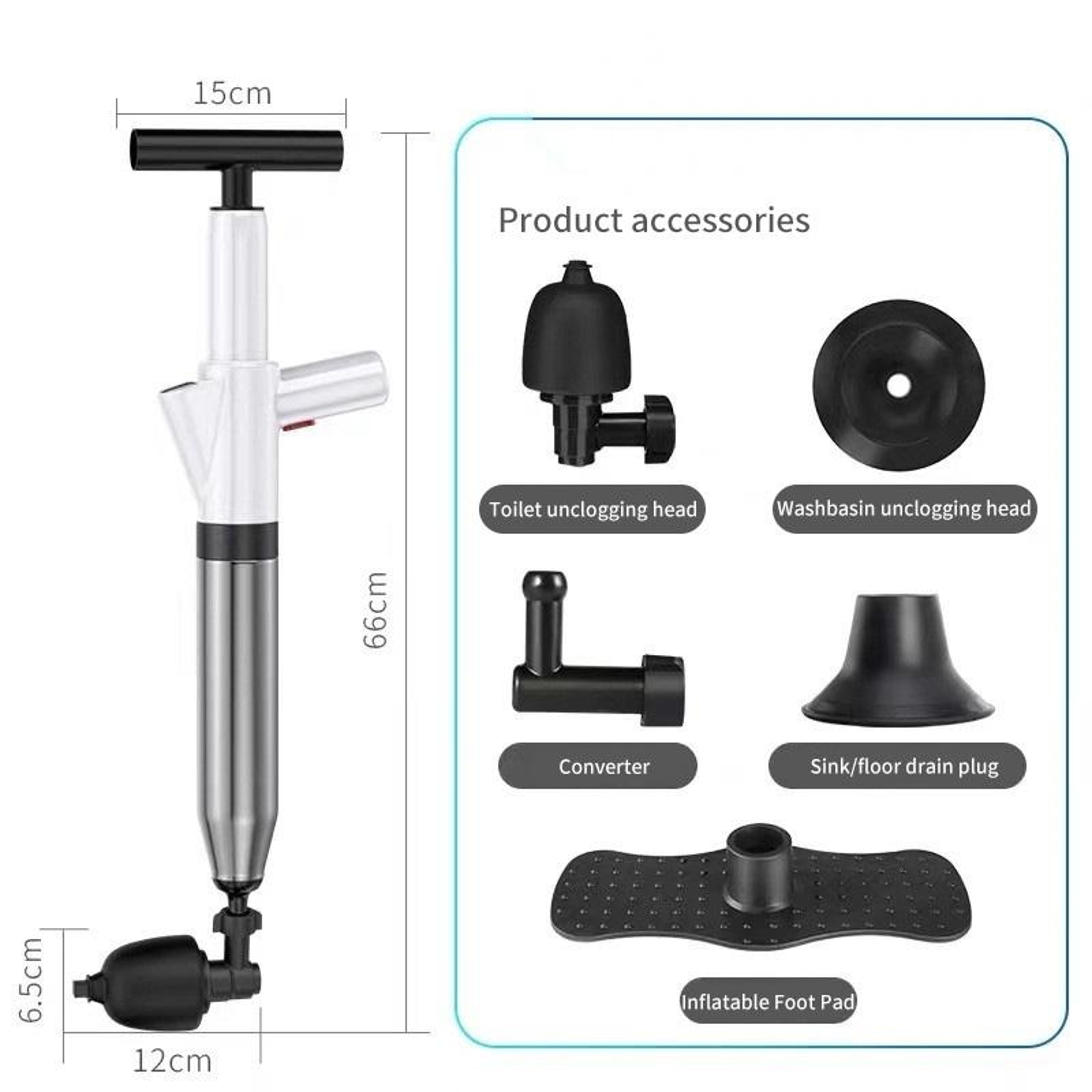High Pressure Drain Cleaner Air Blaster For Toilets Sinks  Sewer Pipe Clogs 1