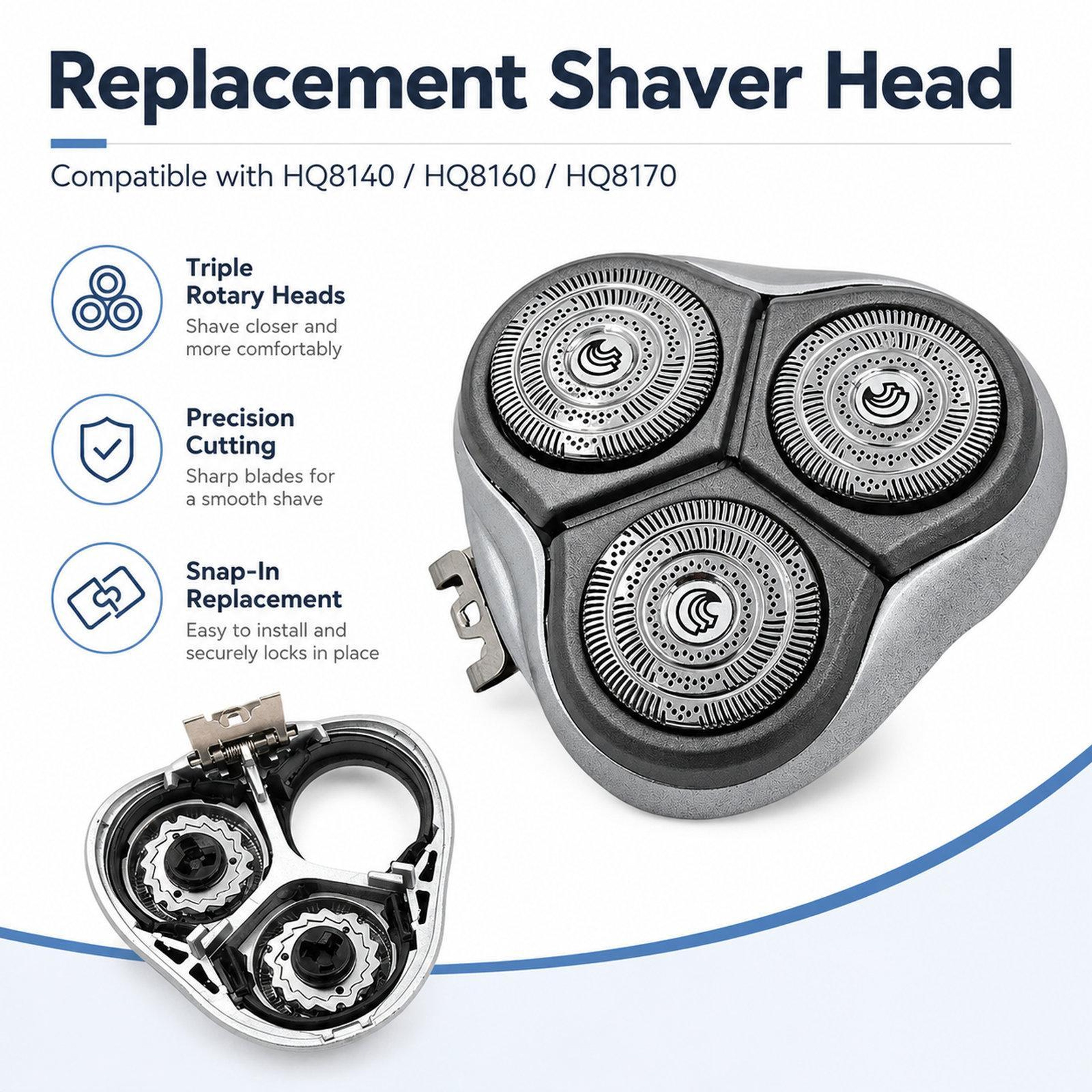 Philips HQ8140 HQ8160 HQ8170 Replacement Shaver Heads For Smooth Precision Shaving 2