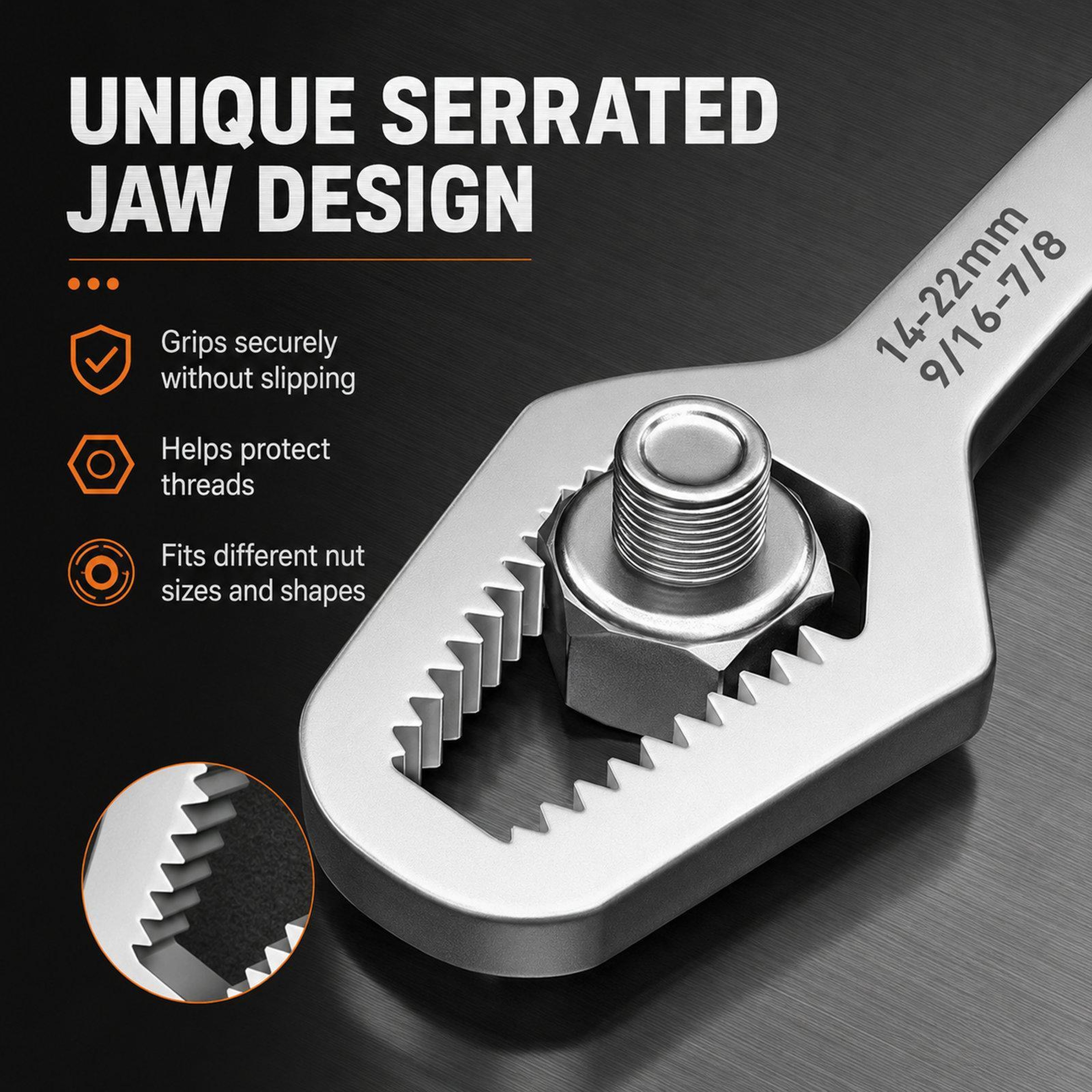 Universal Self-Tightening Wrench 8-24mm Adjustable Spanner for Auto, Plumbing & Home Repair – view 3