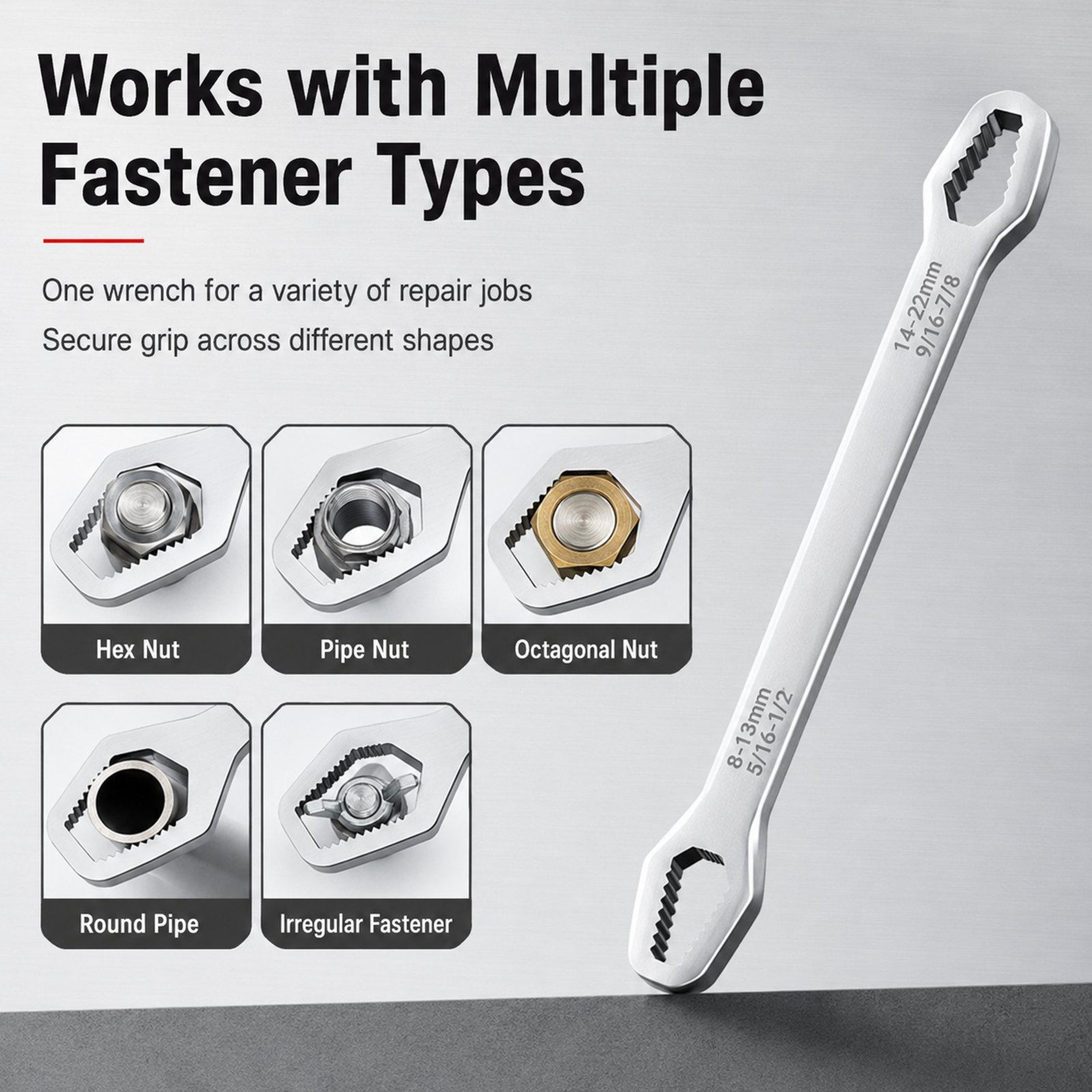 Universal Self-Tightening Wrench 8-24mm Adjustable Spanner for Auto, Plumbing & Home Repair – view 5