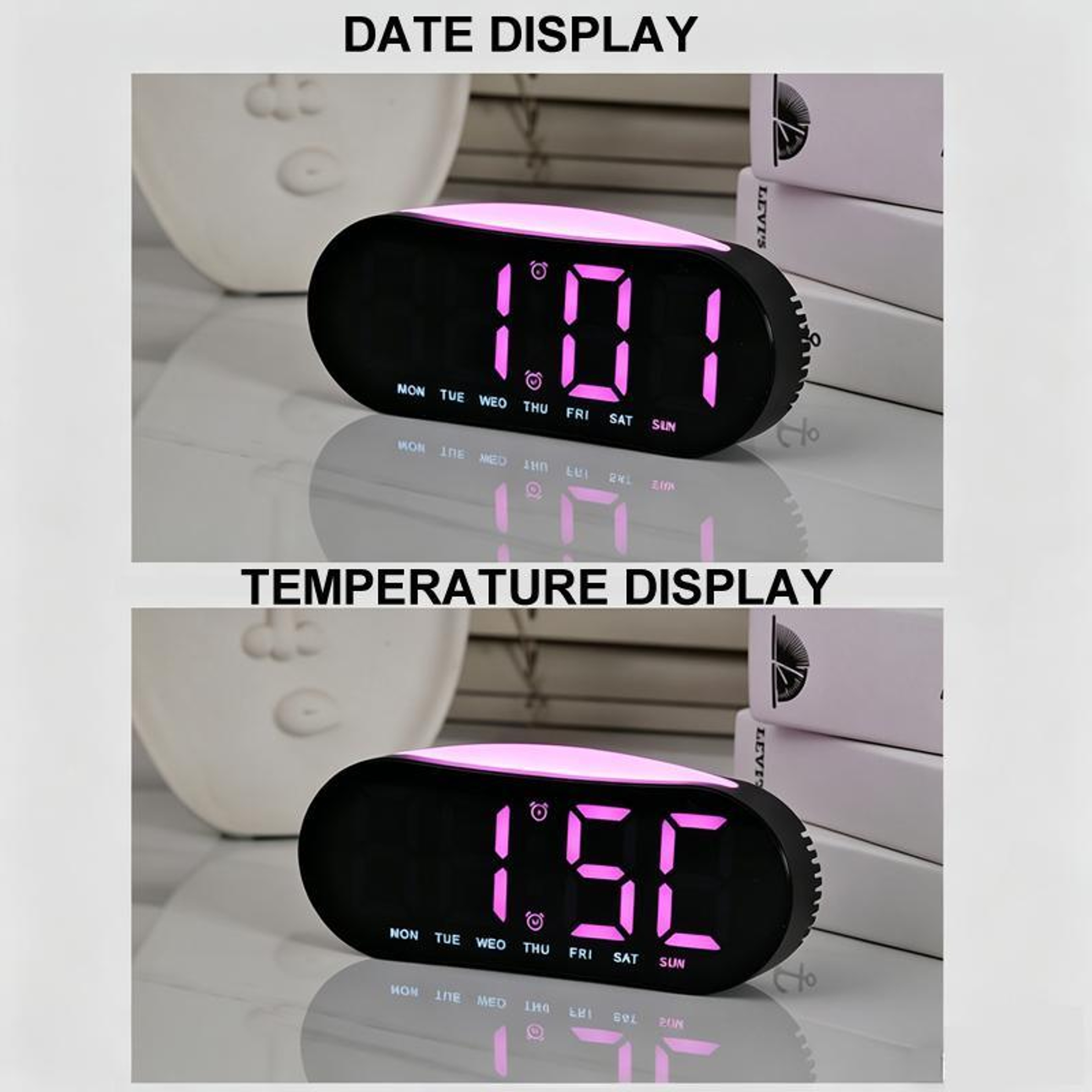 Smart LED Digital Alarm Clock with Night Light, Dual Alarms, Date & Temperature Display – view 4