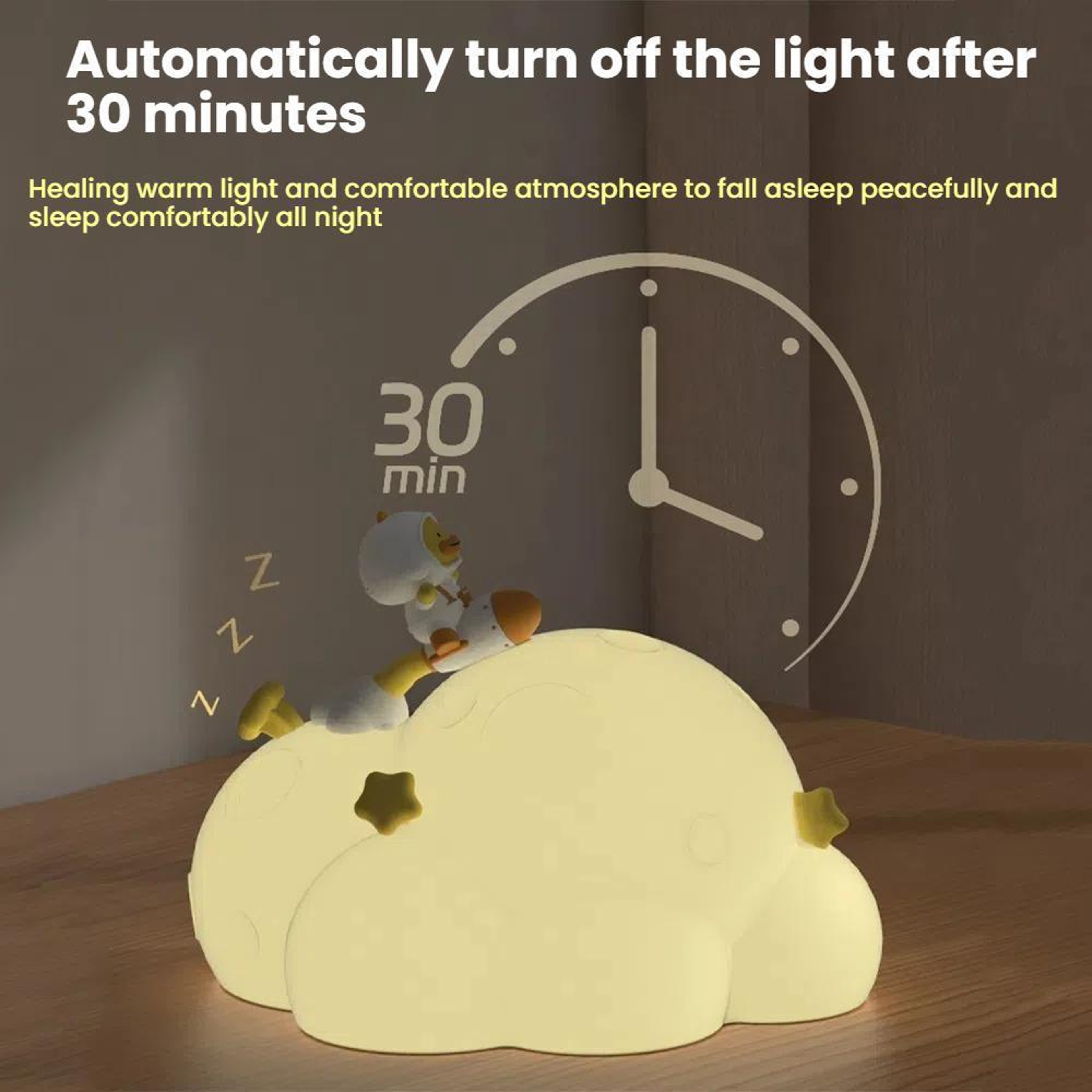 Astronaut Moon Silicone Night Light For Kids Rechargeable Warm LED Nursery Lamp 3