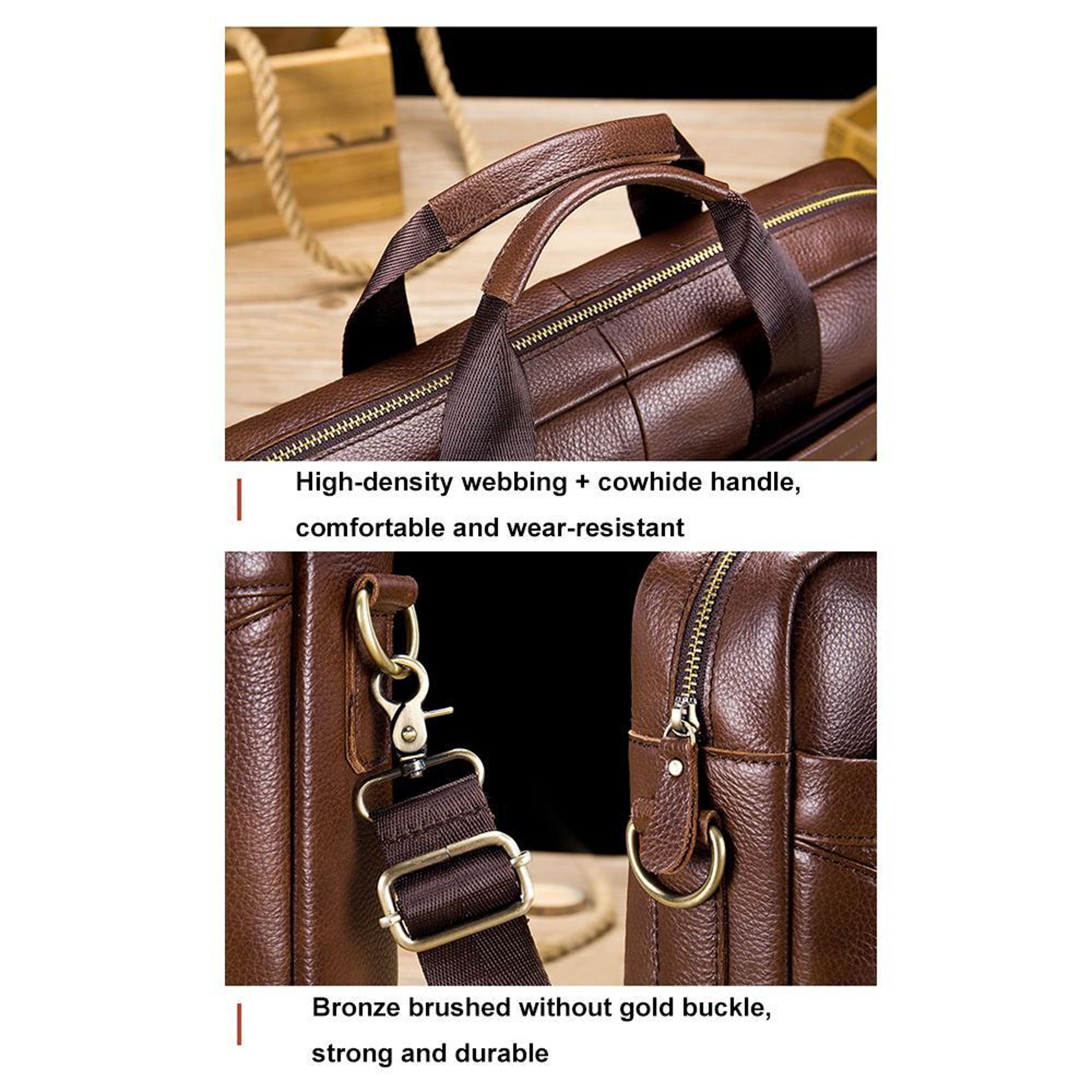Premium Large Capacity Cowhide Briefcase for Business Professionals – view 8