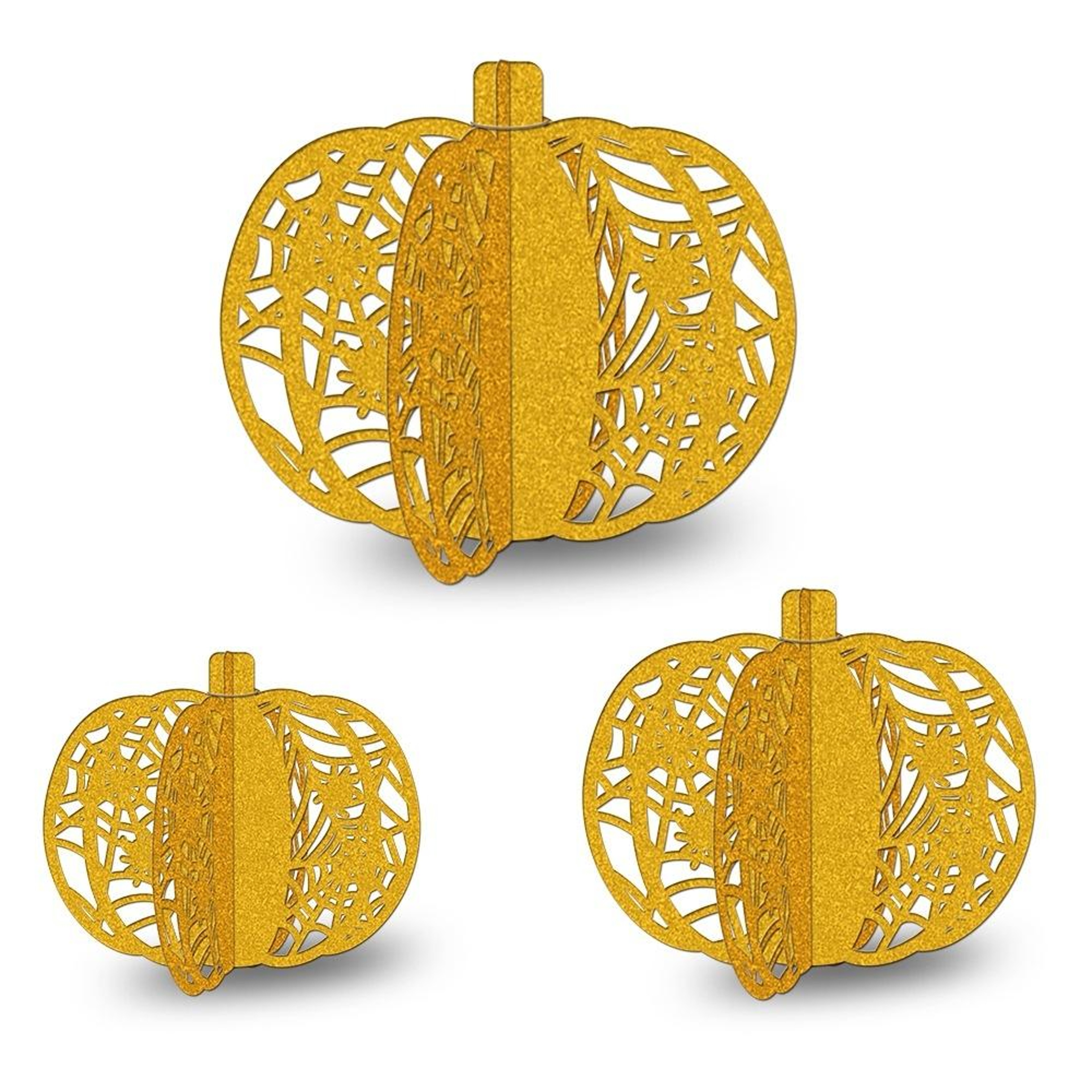3Piece Glitter Pumpkin Tabletop Decor Set For Halloween Party  Fall Home Decoration 5