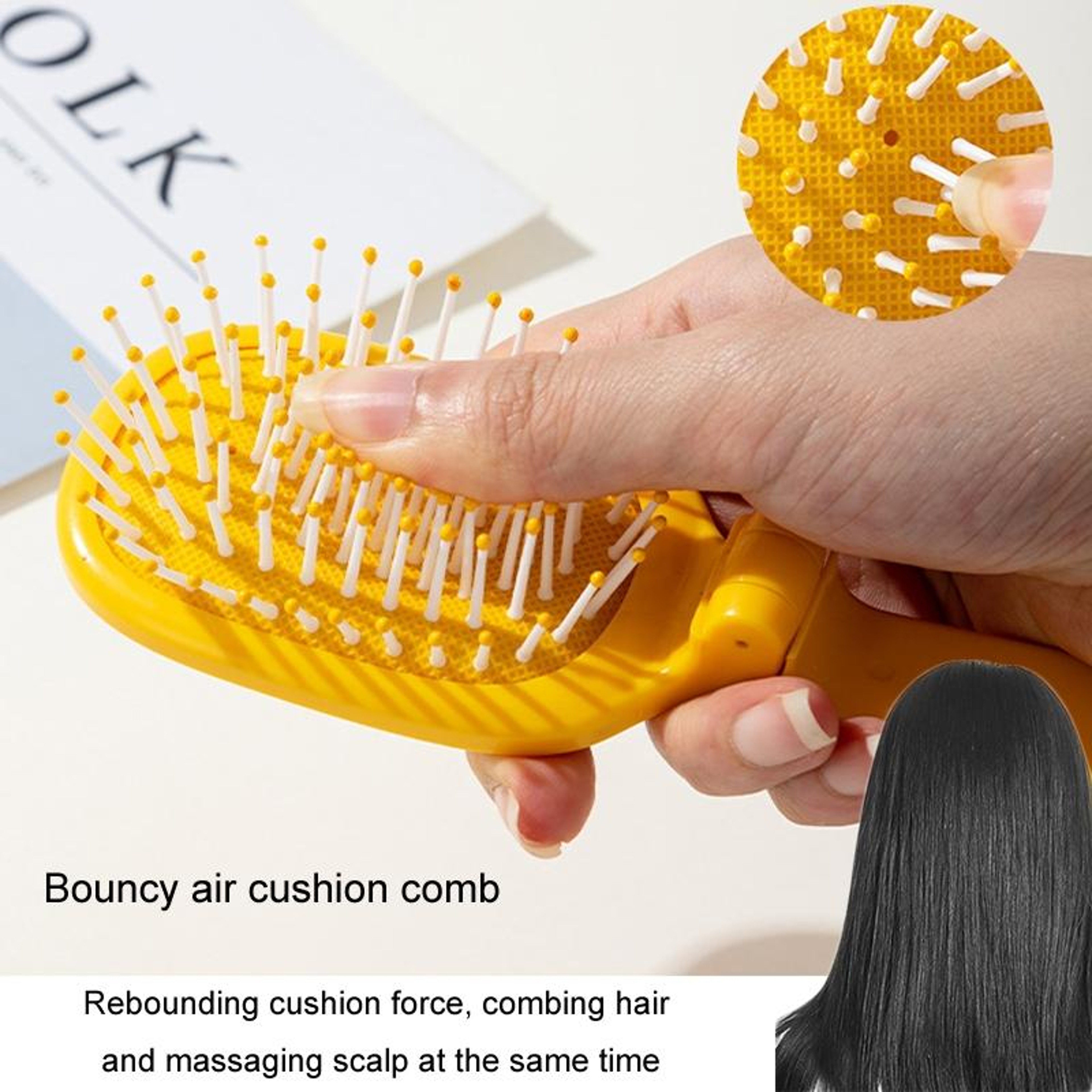 Portable Folding Scalp Massage Comb With Air Cushion  Anti Static Fine Teeth 3