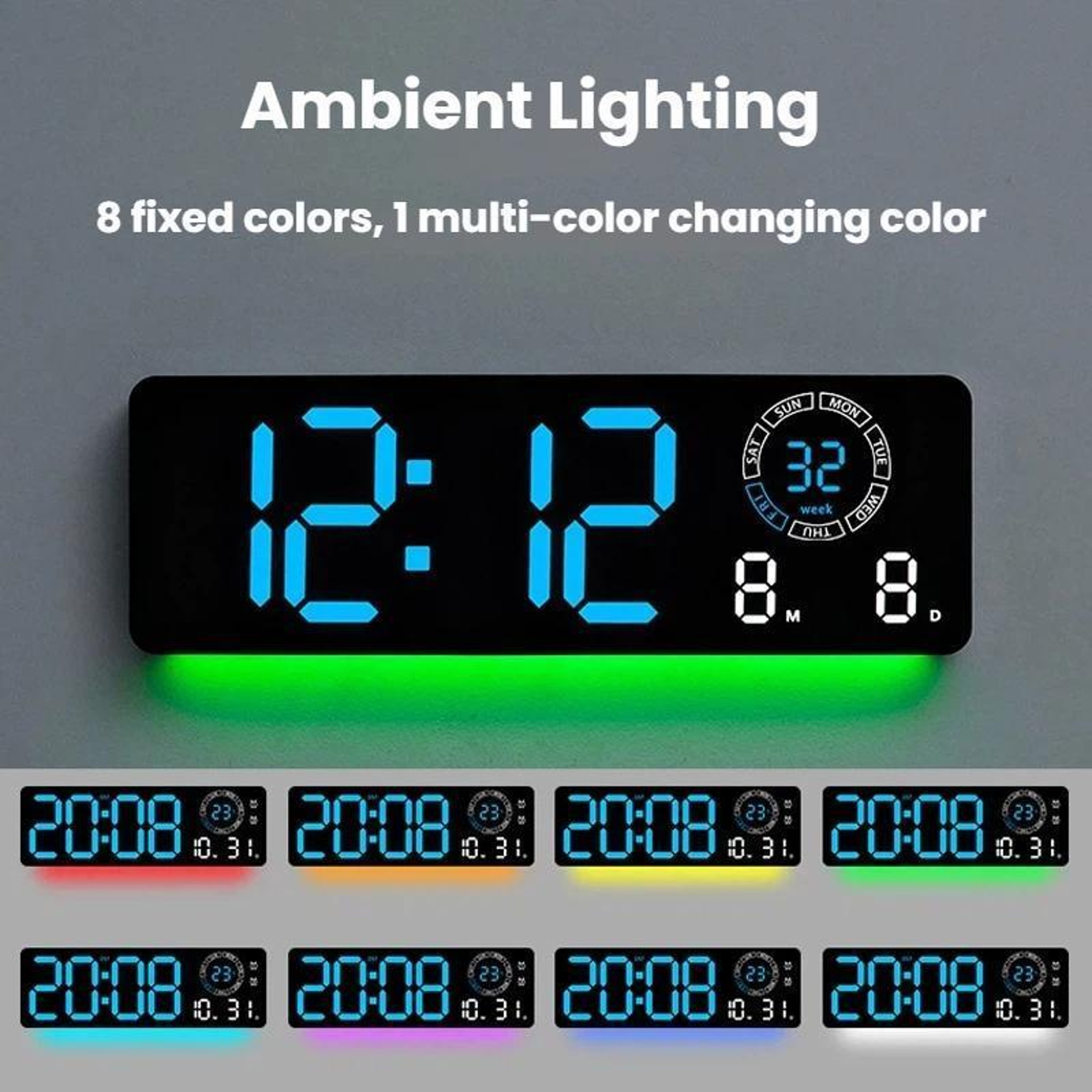 Modern LED Digital Wall Clock With Date Temperature  Countdown 6