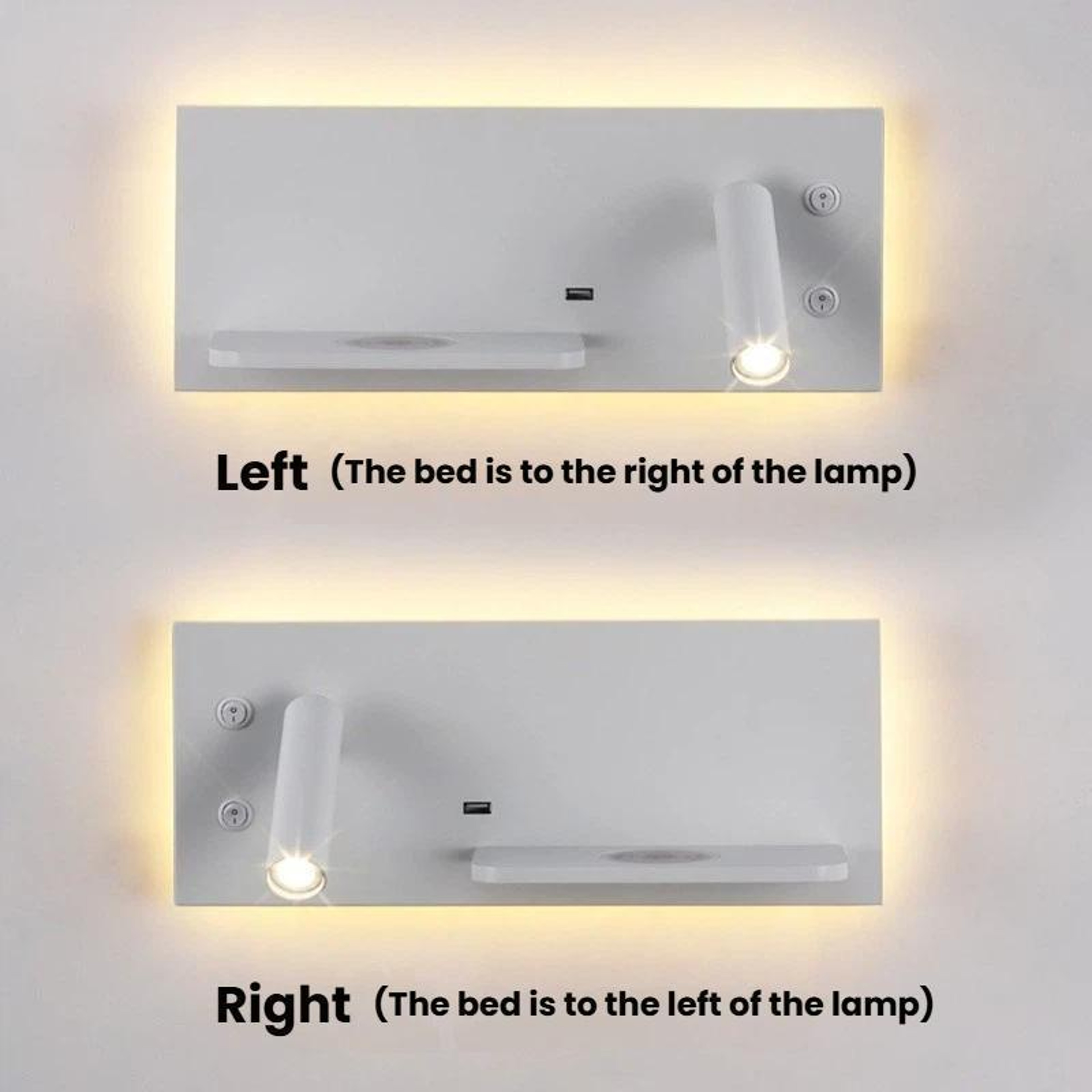 LED Bedside Wall Reading Light With Wireless Charger  USB Port 2