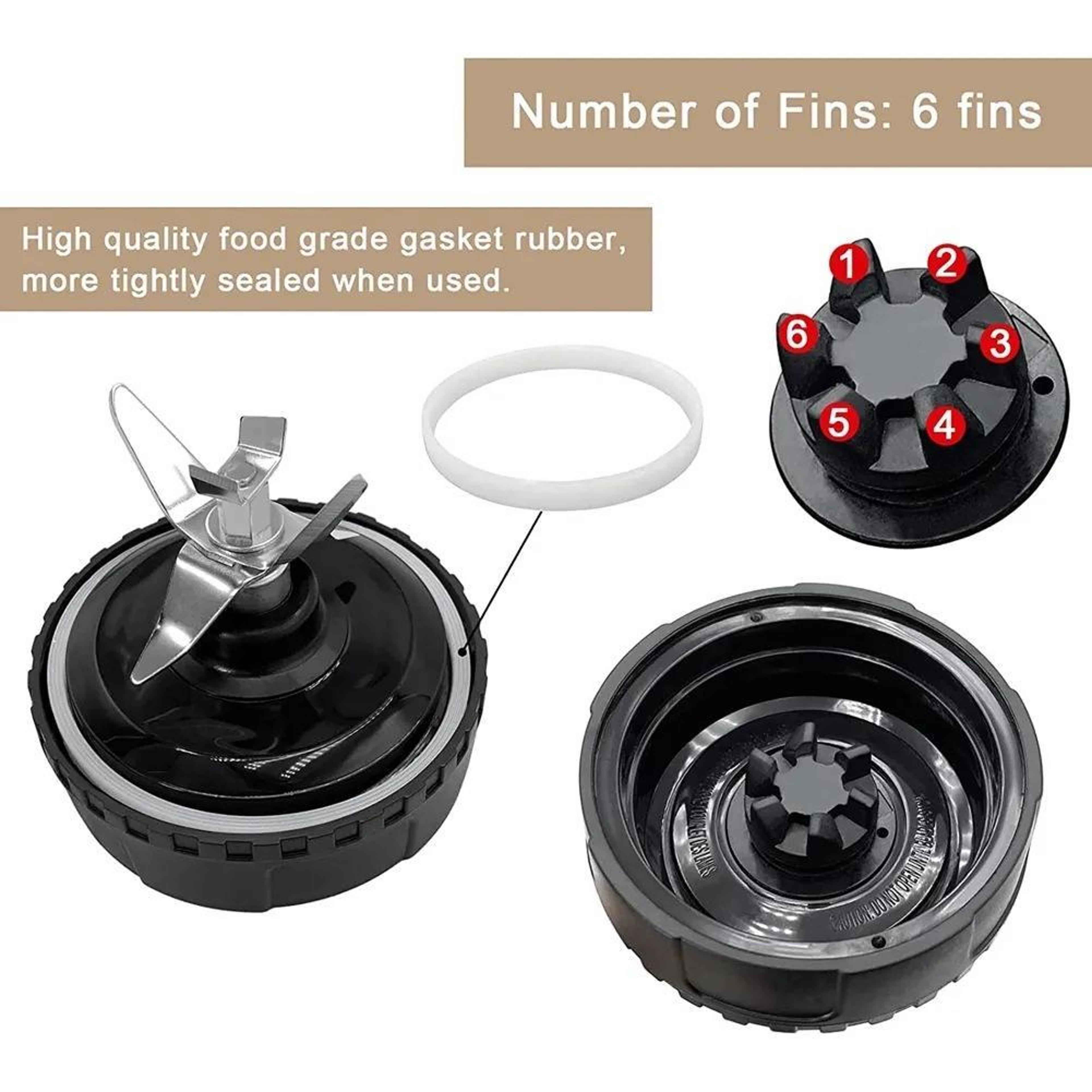 6 Fin Replacement Blade Assembly for BL660 BL740 16oz Single Serve Blender Cups – view 4