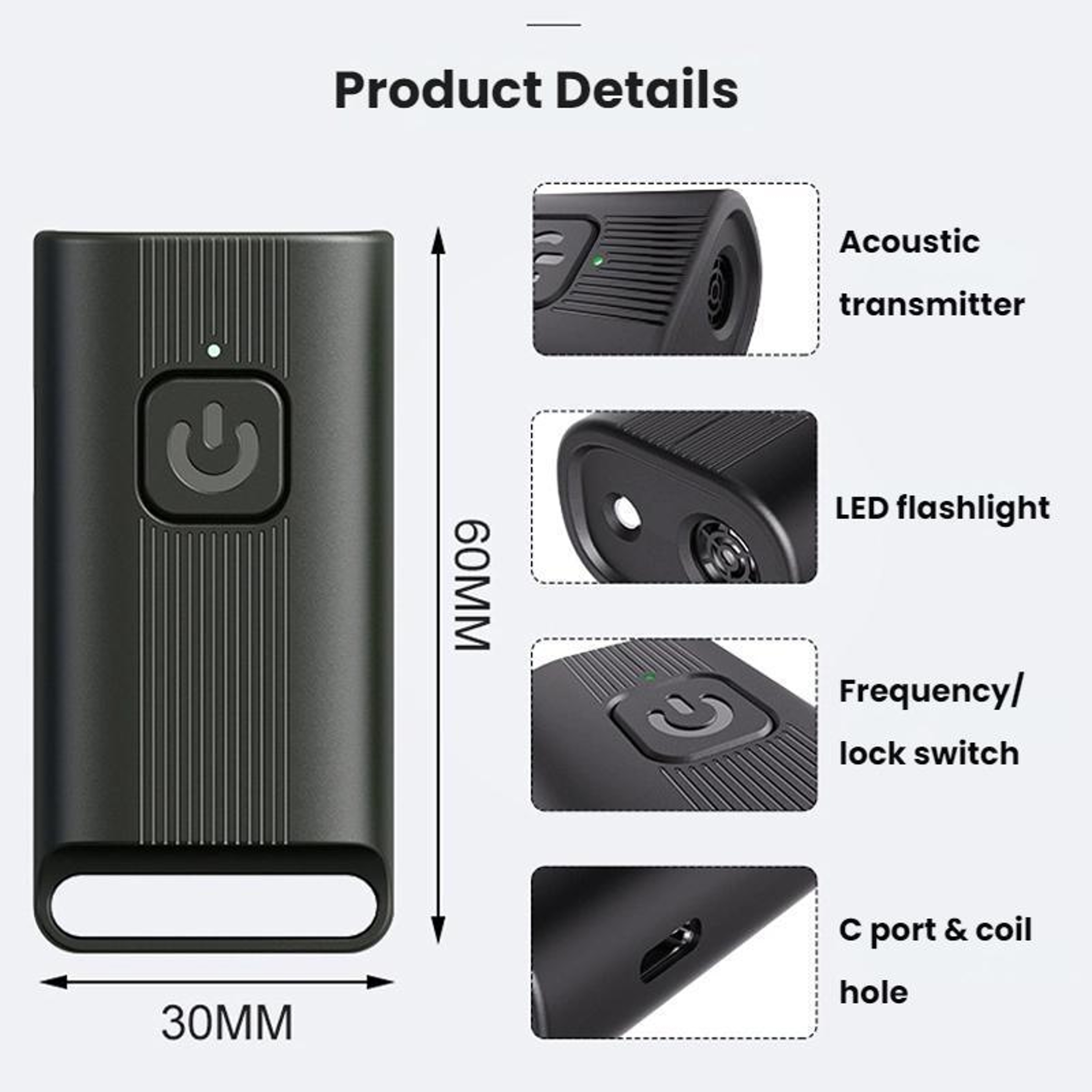 Ultrasonic Dog Repeller & Anti Bark Training Device with Strobe Light – view 4