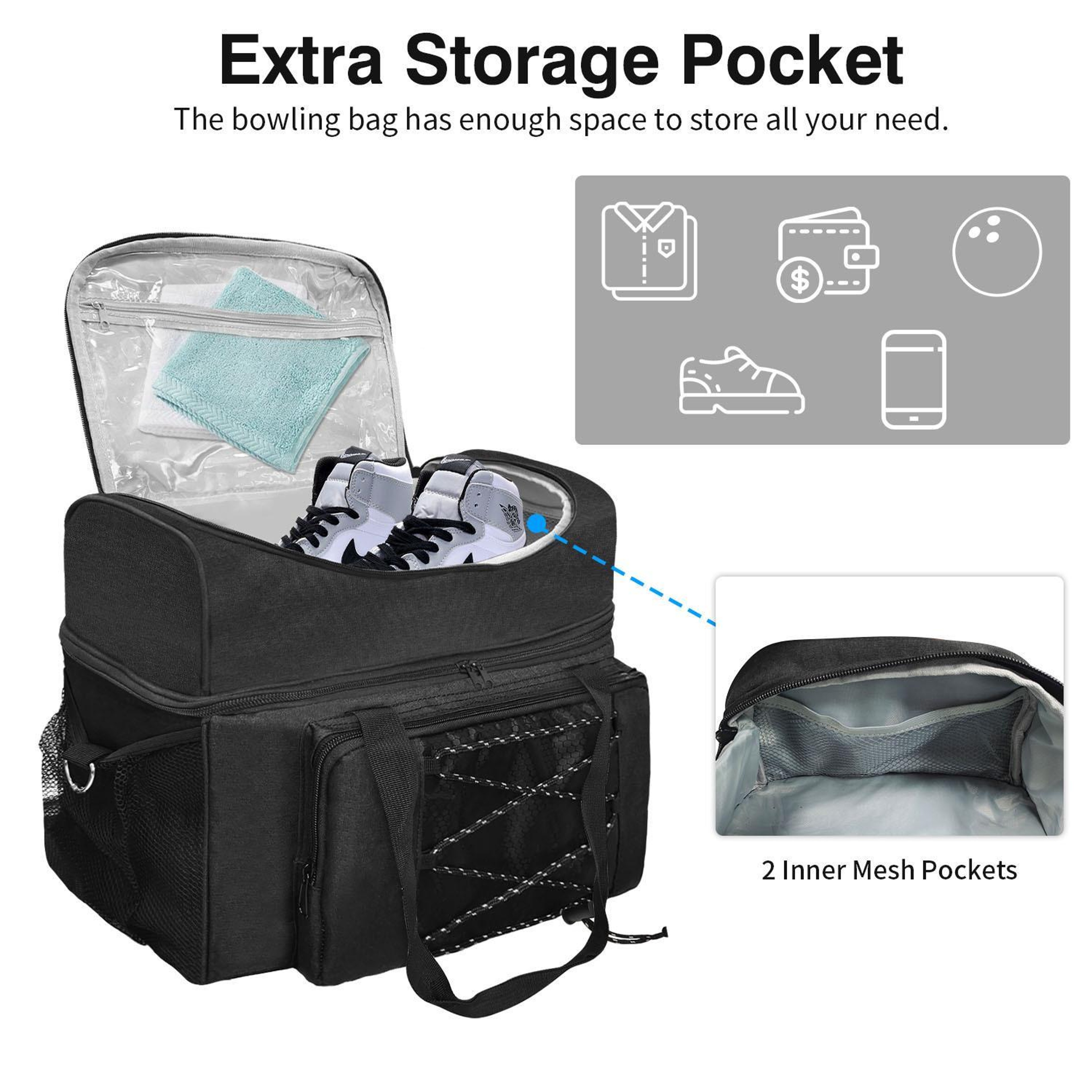 Bowling Backpack With Shoe Compartment And Ball Protection Storage 3
