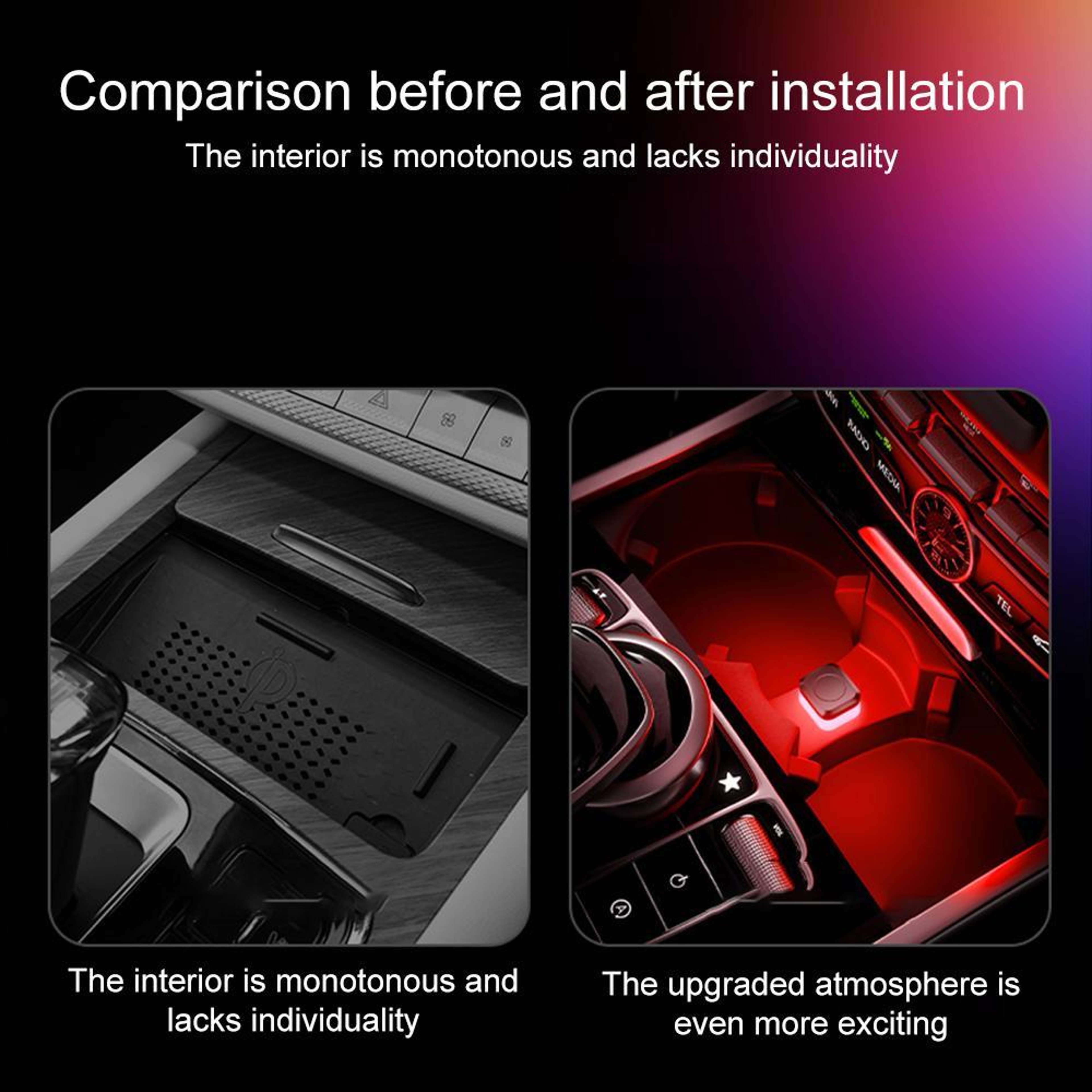 4PCS USB Car Interior LED Ambient Lights Multi Color Atmosphere Lighting Kit – view 5