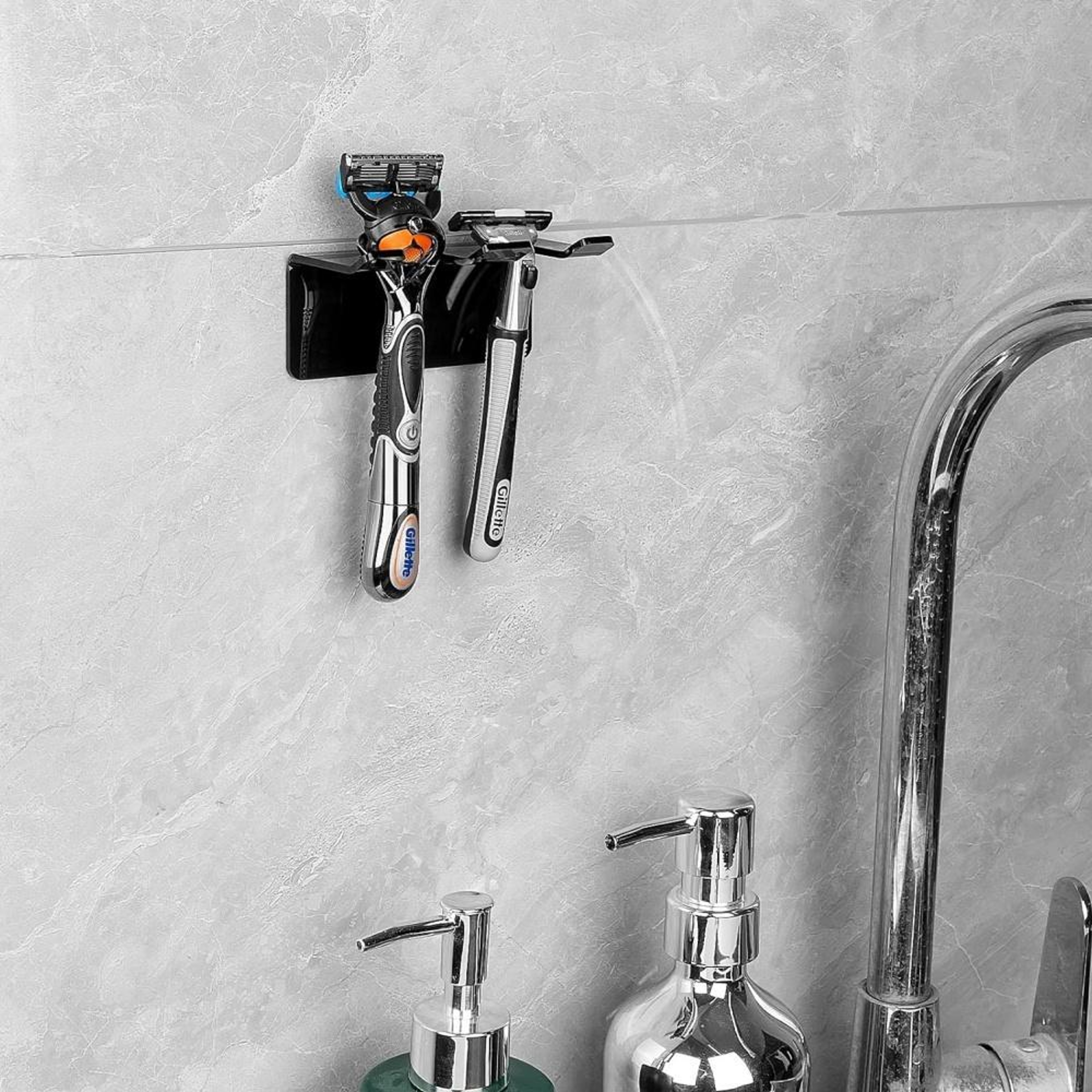 Acrylic Wall Mount Razor Holder  Shaving Cream Organizer 1