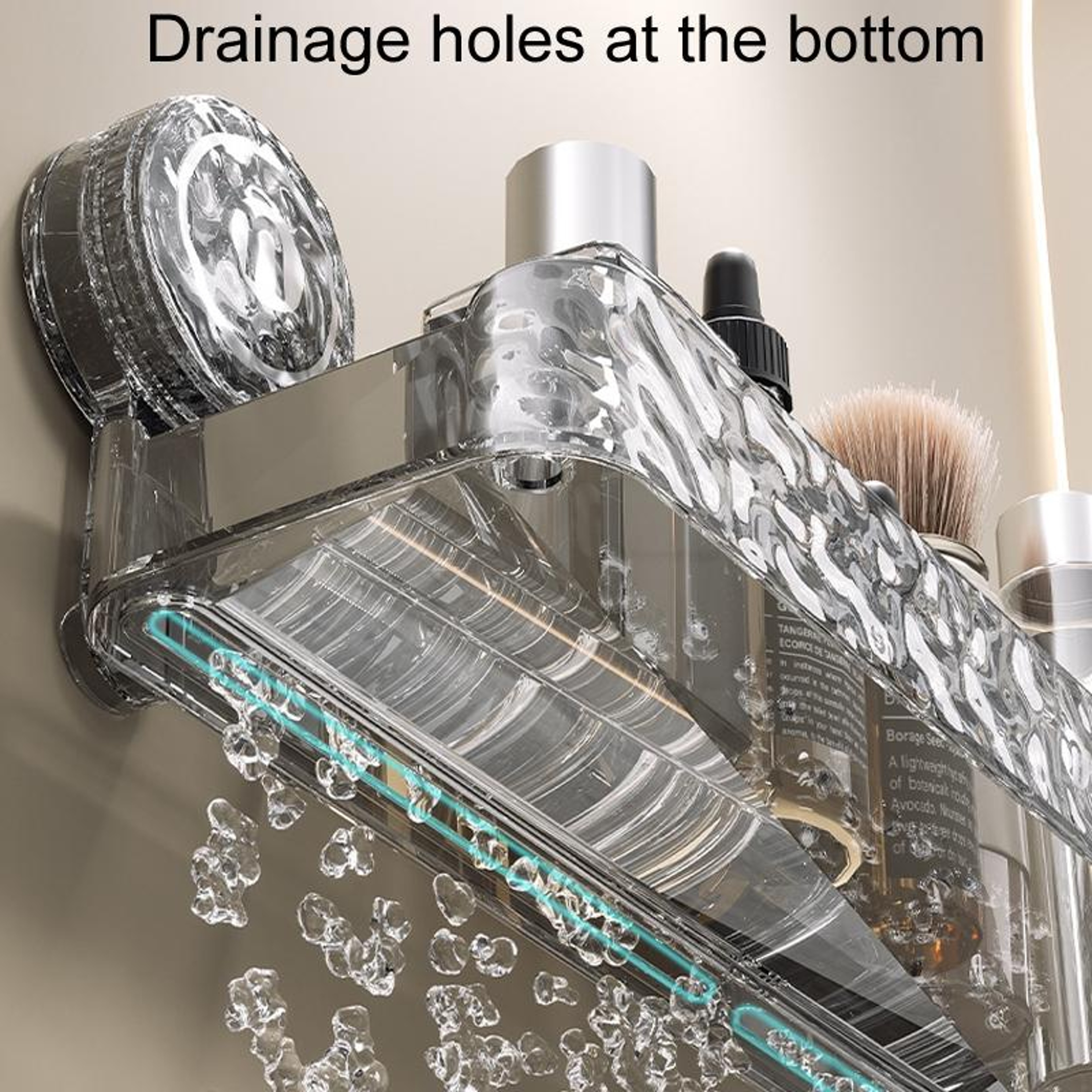 Bathroom Suction Shelf No Drill Wall Organizer With Drainage Hooks 11