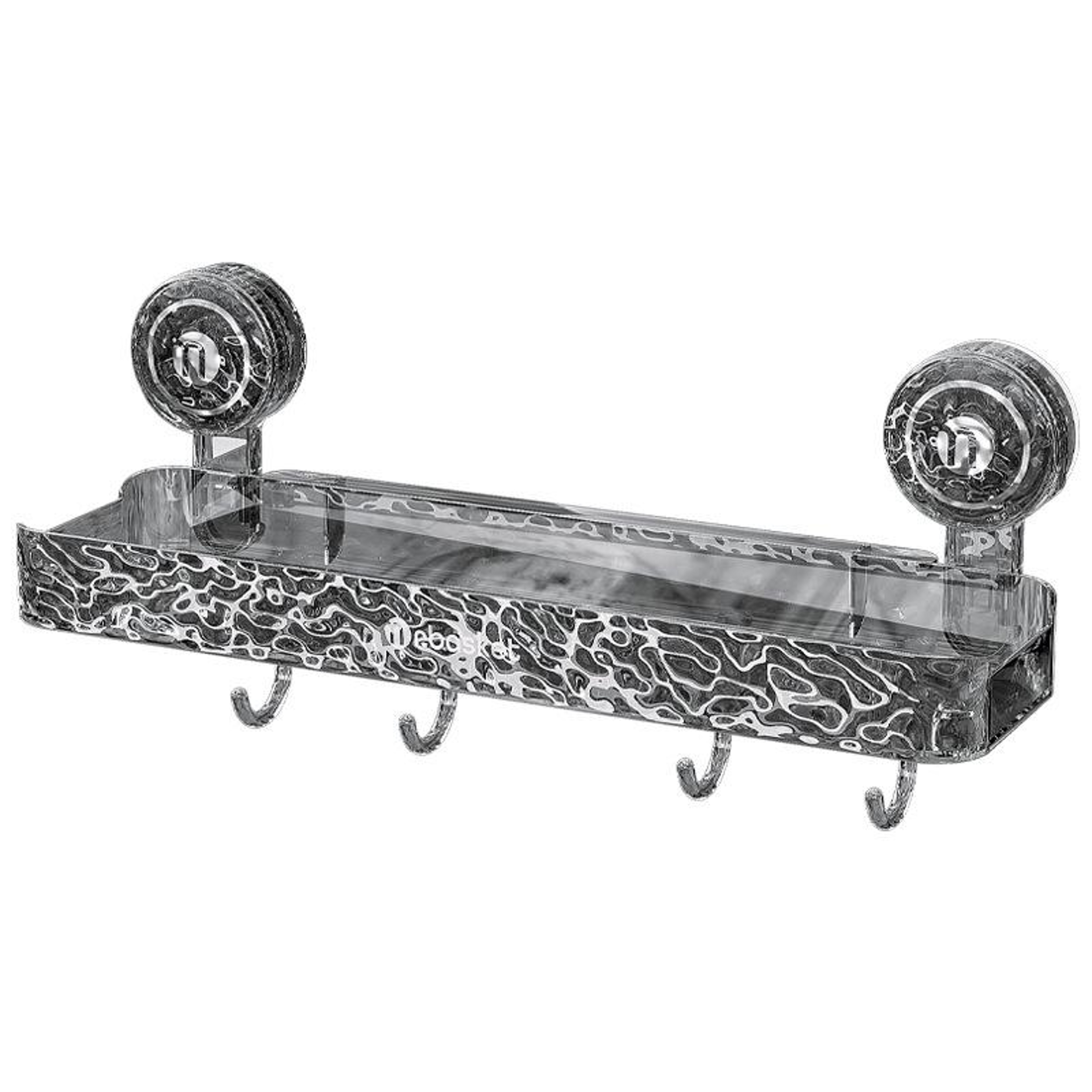 Bathroom Suction Shelf No Drill Wall Organizer with Drainage Hooks – view 4
