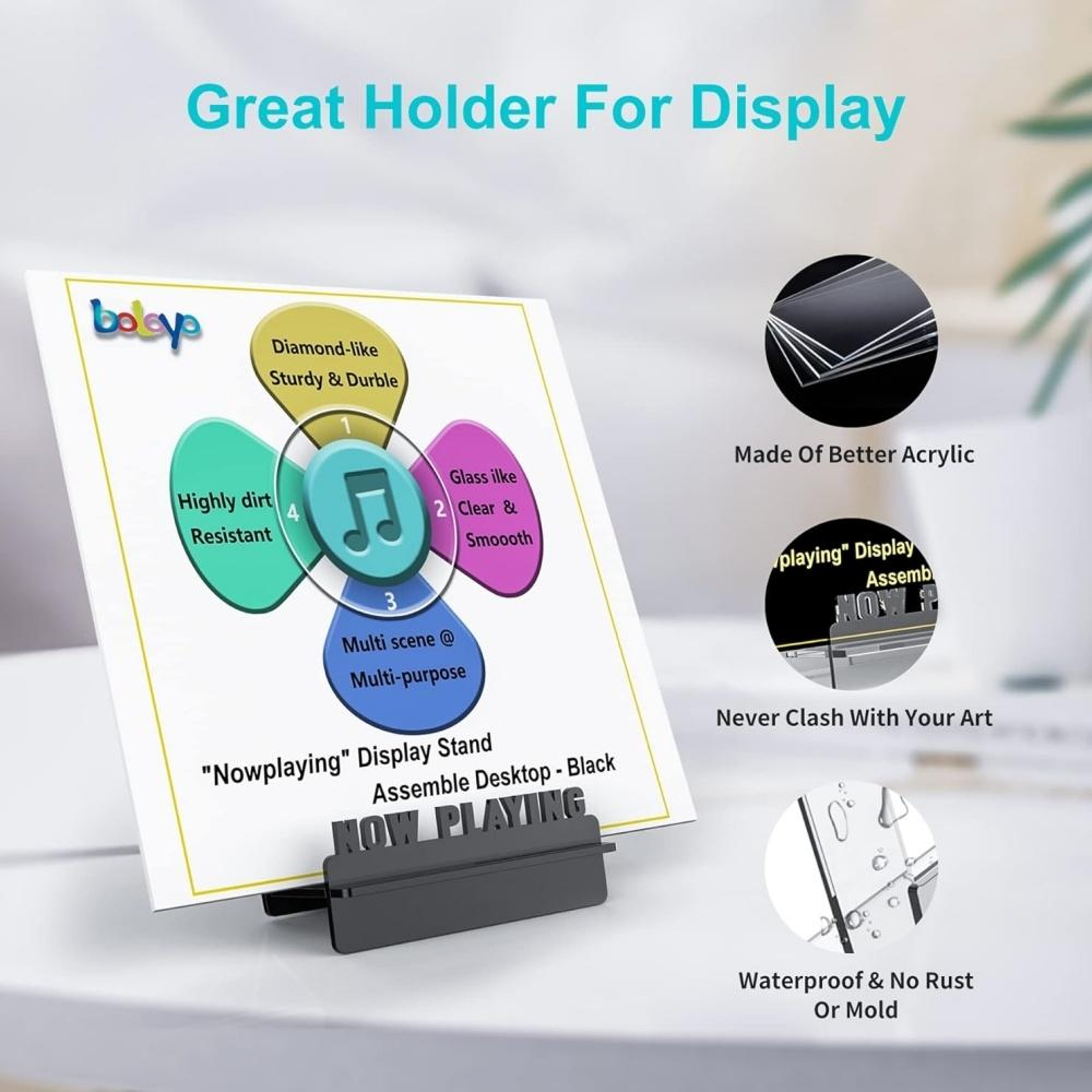 Premium Vinyl Record Display Stand Acrylic Book  Magazine Organizer Rack 3