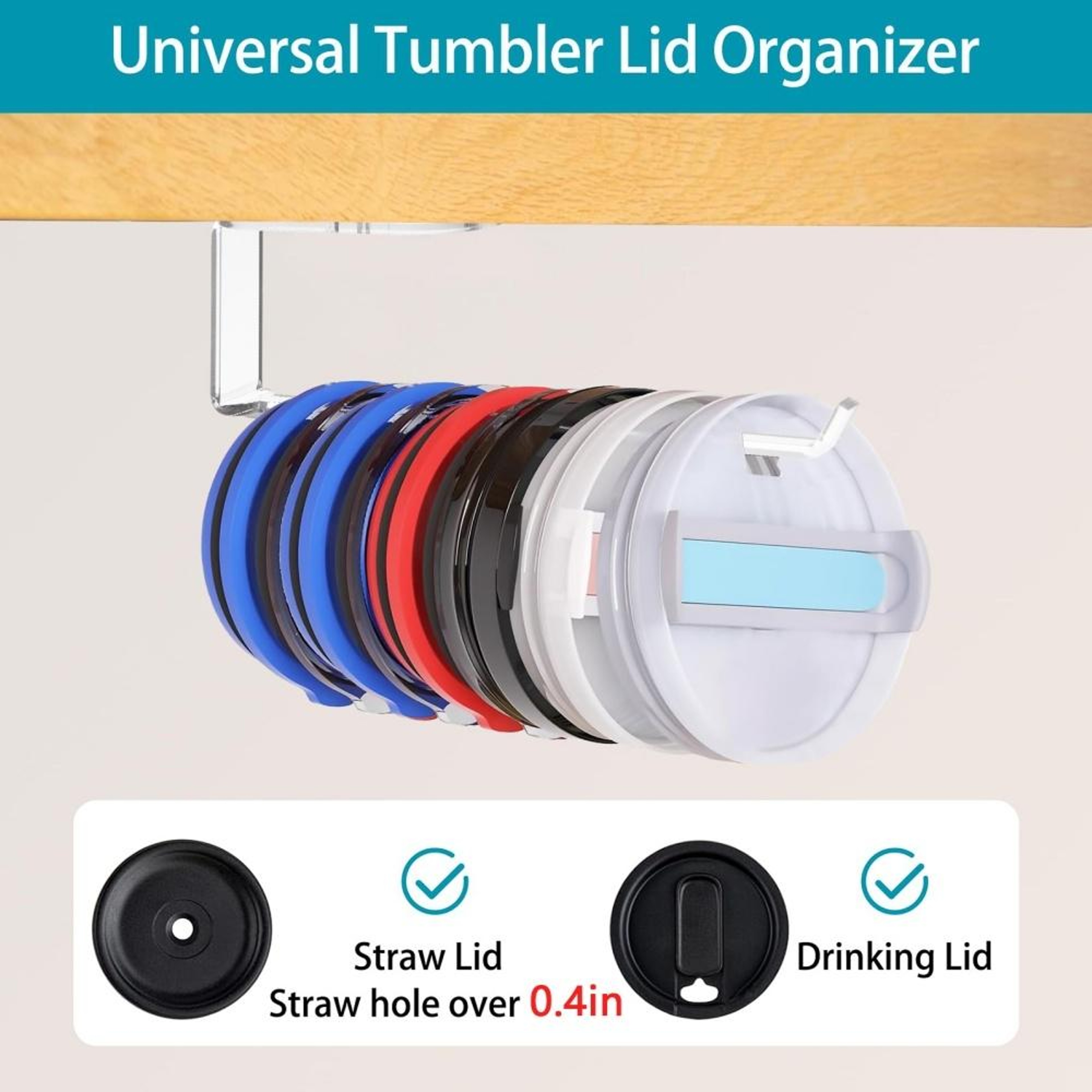 Cup Lid Organizer Rack Wall Mount Storage Holder 3
