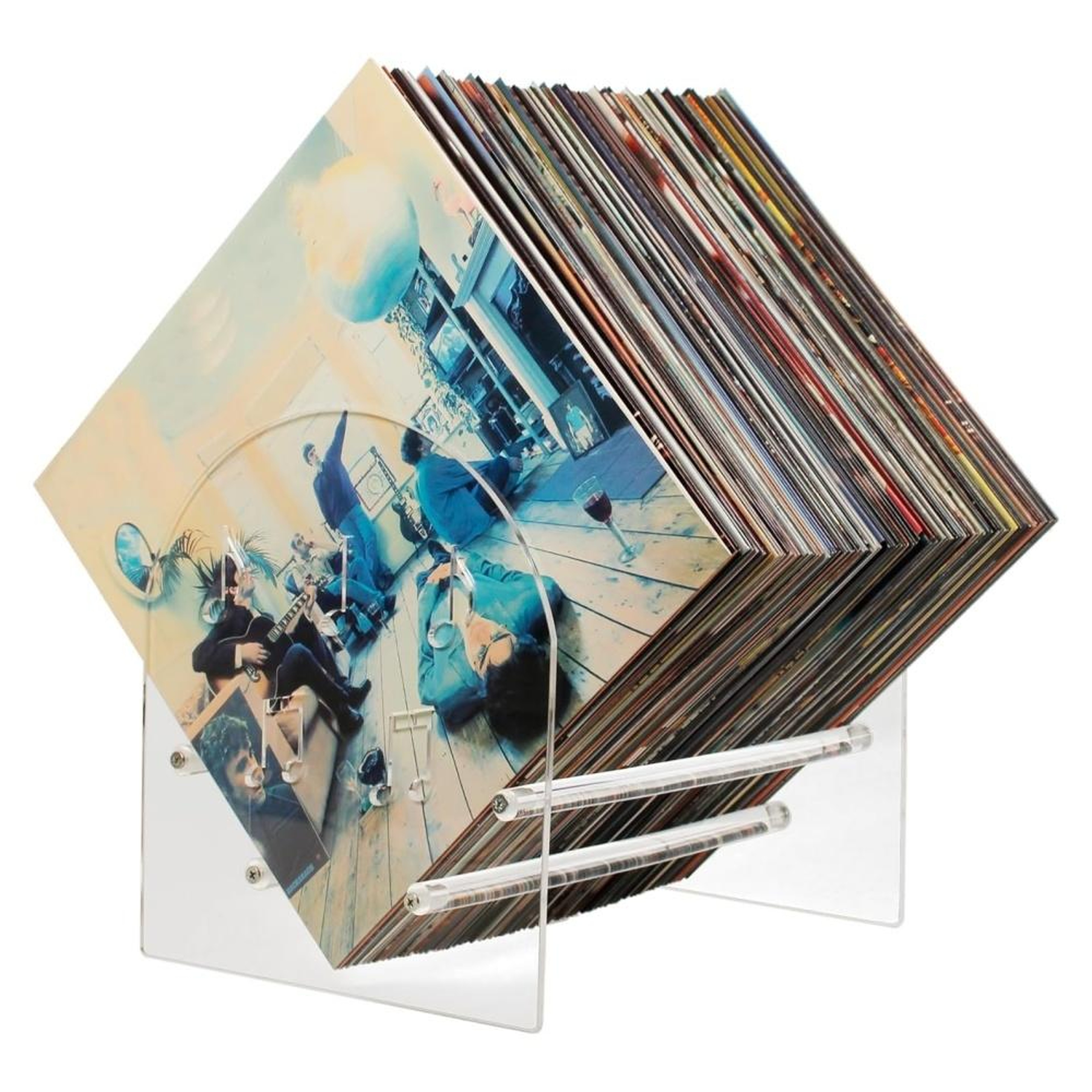 Industrial Vinyl Record Storage Rack  Metal Book Magazine Organizer Stand 5
