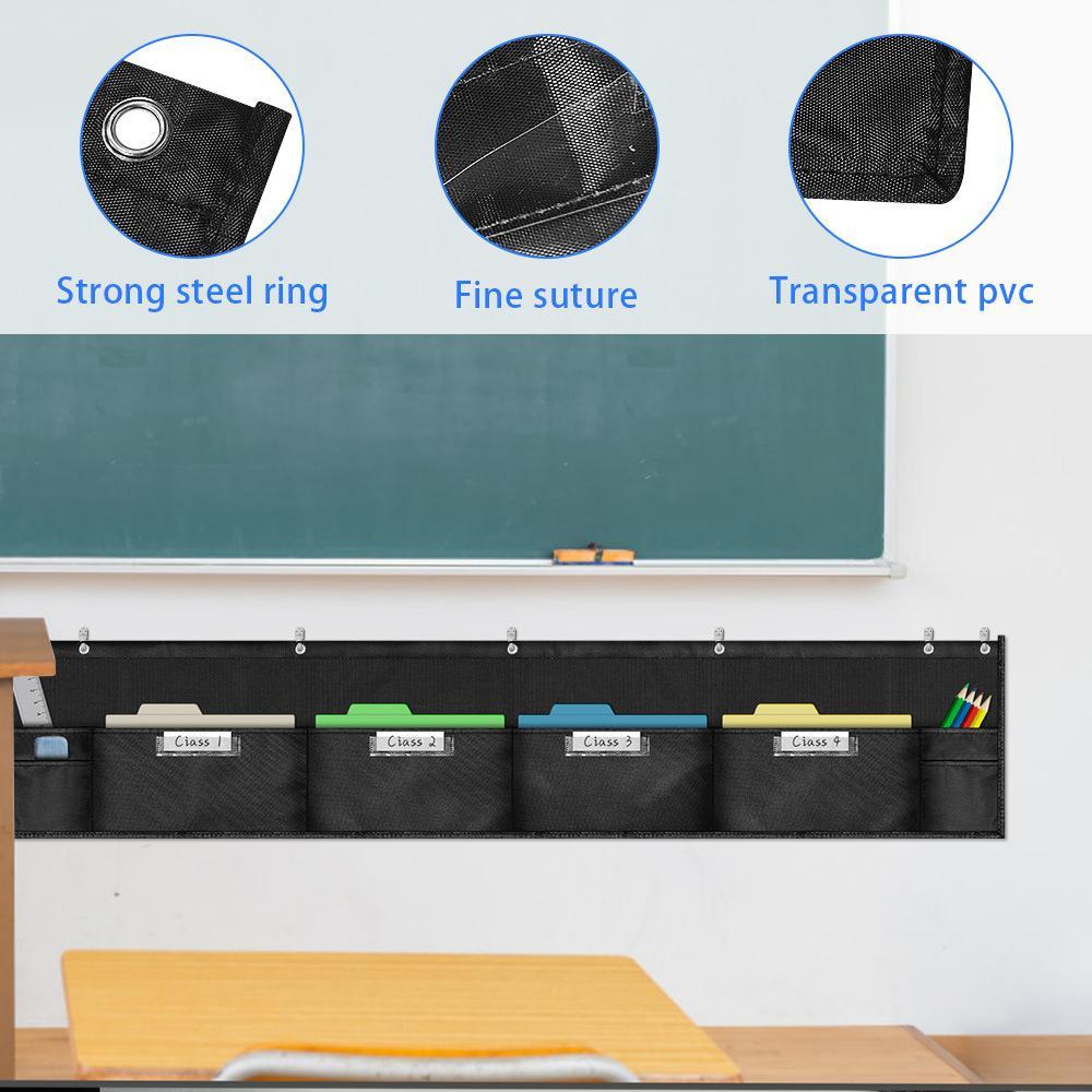 Classroom Wall Hanging File Organizer With 4 Pockets And Stationery Storage 1