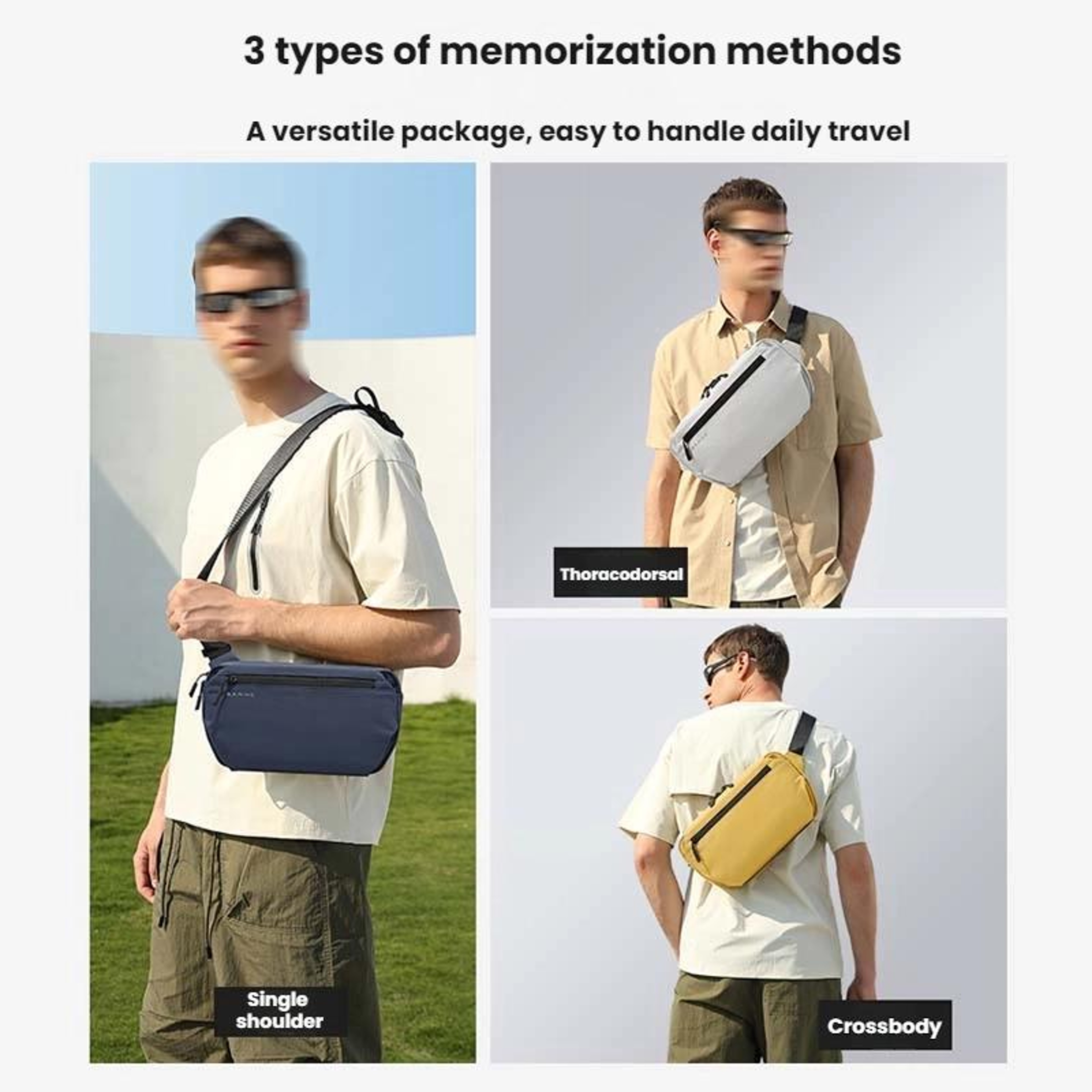 Men Urban Expedition Crossbody Bag Multifunctional Lightweight Chest Pack  Commuter Shoulder Sling 3