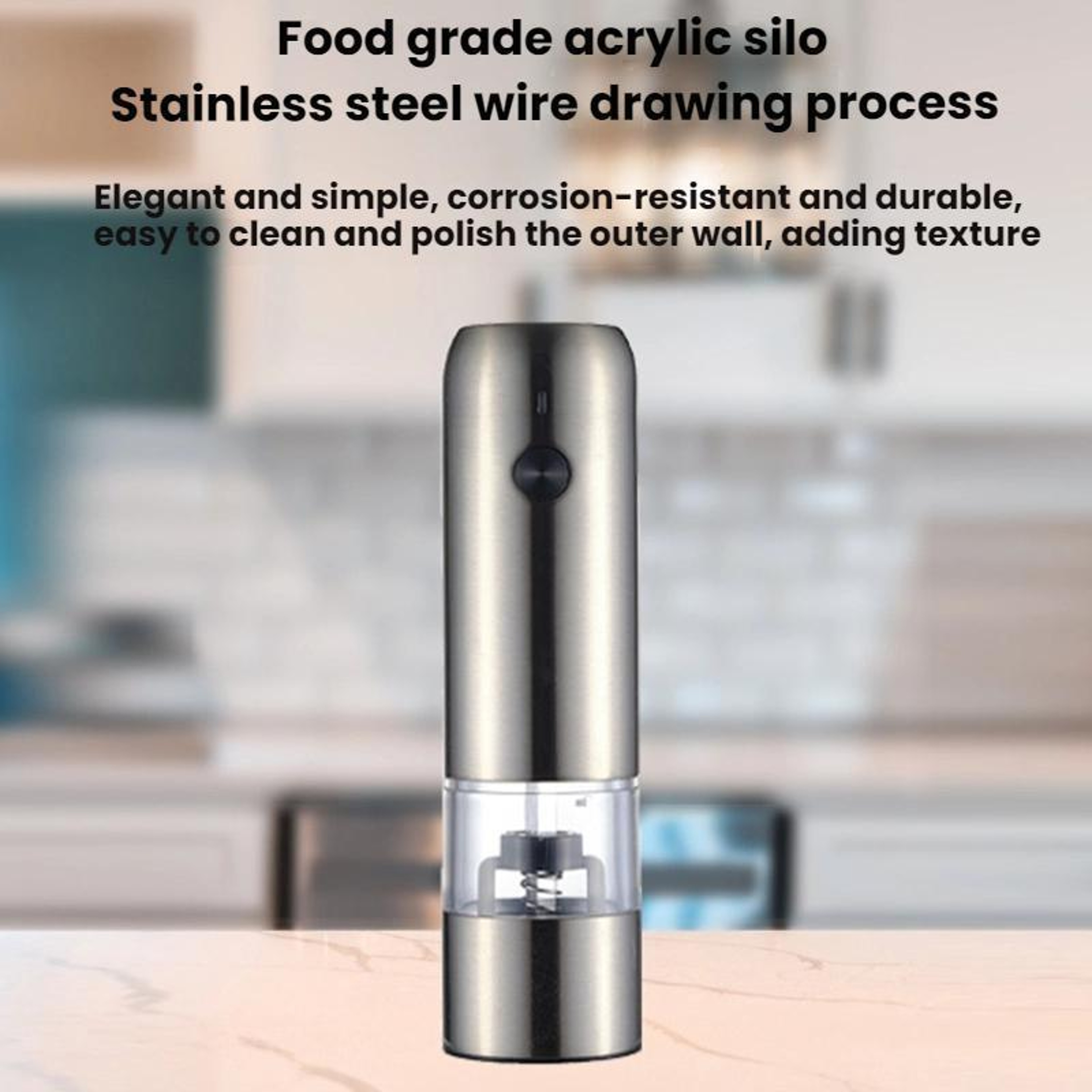 Mini Rechargeable Electric Salt and Pepper Grinder with Adjustable Ceramic Core – view 2
