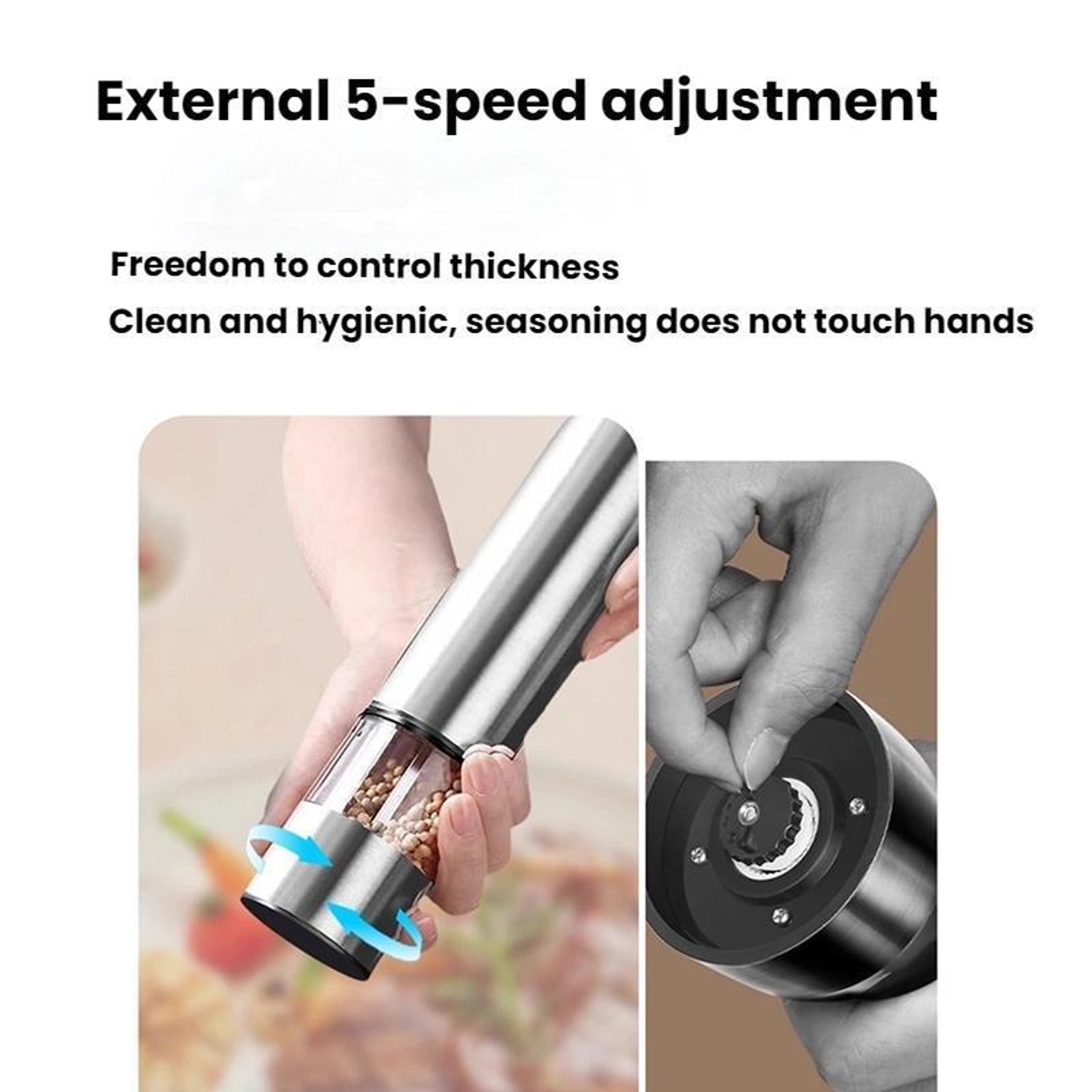 Mini Rechargeable Electric Salt and Pepper Grinder with Adjustable Ceramic Core – view 3