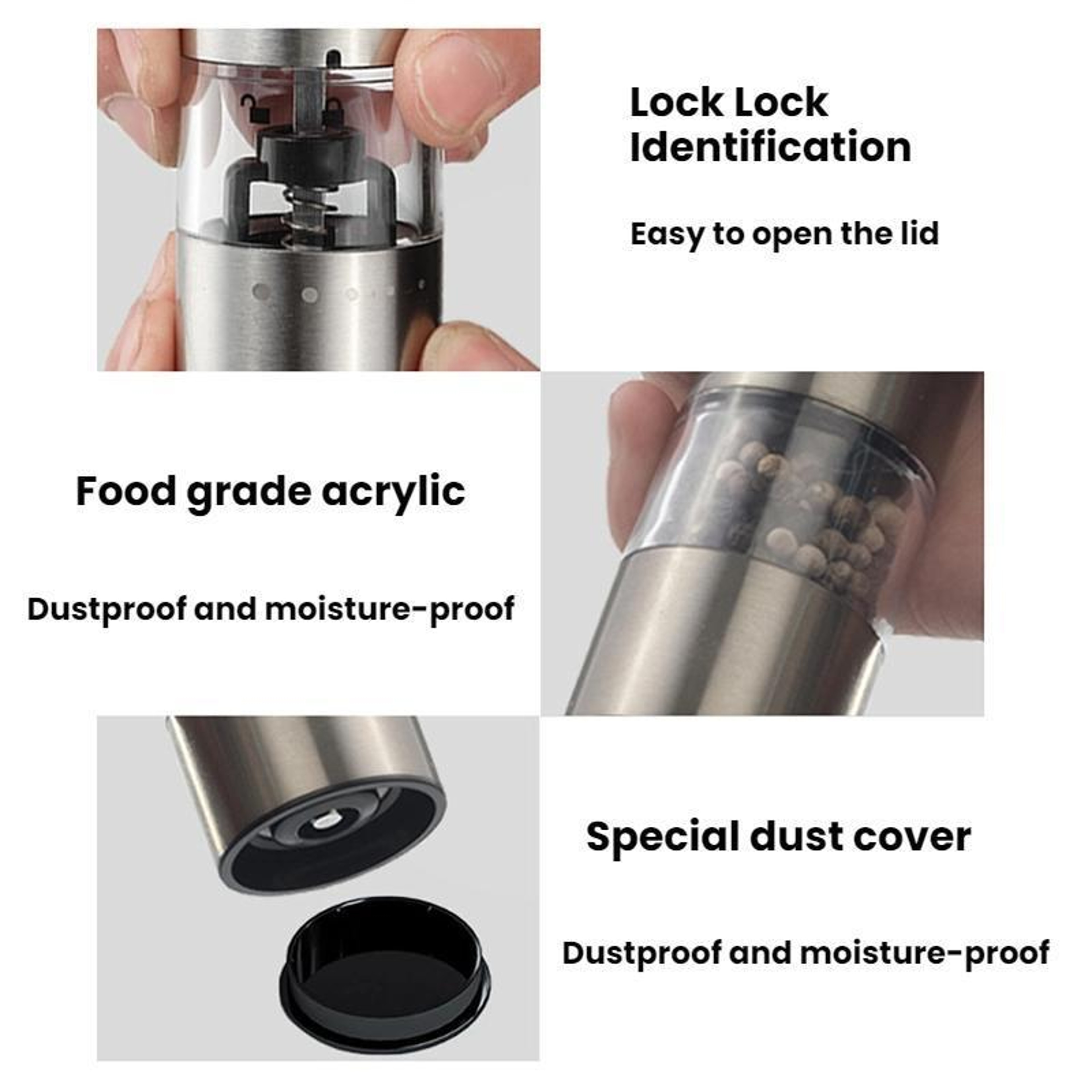 Mini Rechargeable Electric Salt and Pepper Grinder with Adjustable Ceramic Core – view 7
