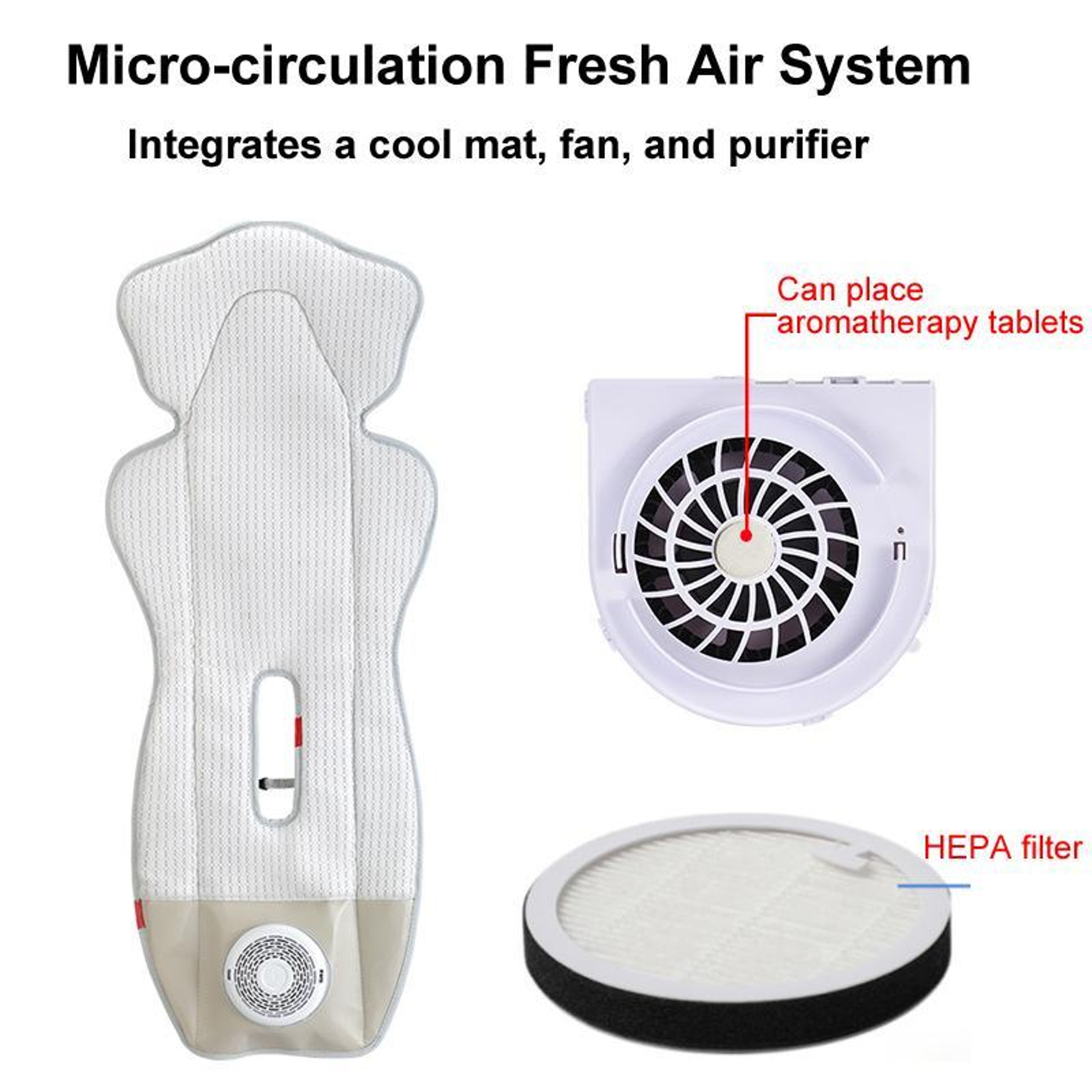 Baby Stroller Cooling Pad with Fan & Timer USB Powered Cooling Seat Cushion – view 7