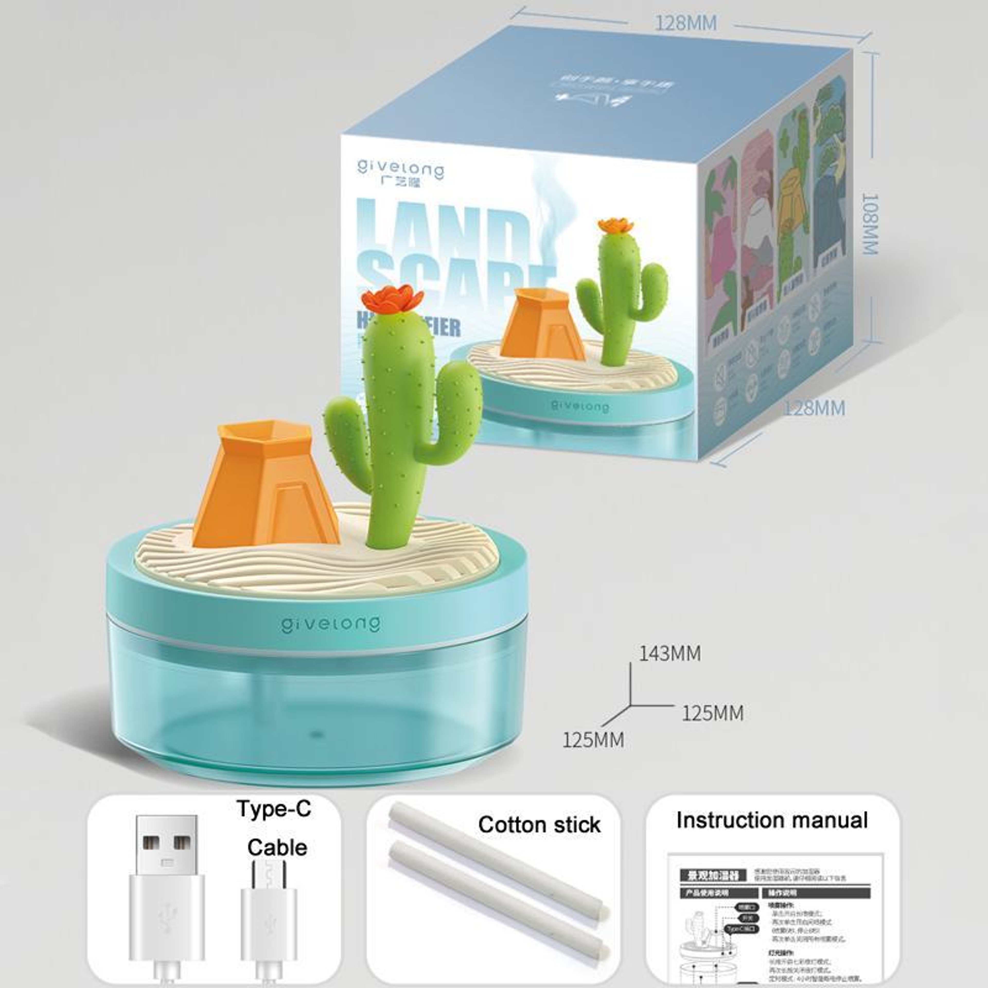 Portable Plant Pot Humidifier  USB Aroma Diffuser With Color Night Light 3