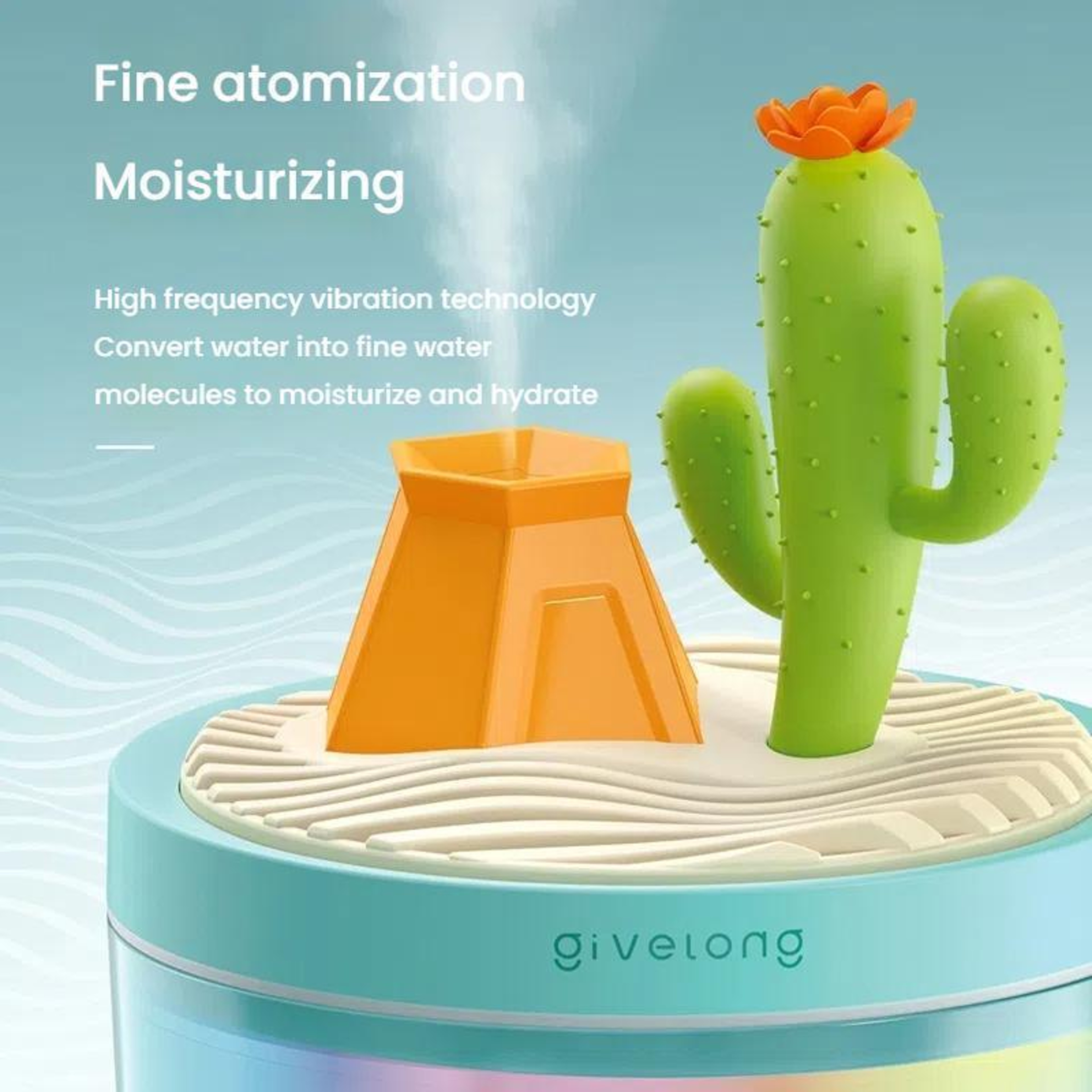 Portable Plant Pot Humidifier  USB Aroma Diffuser With Color Night Light 8