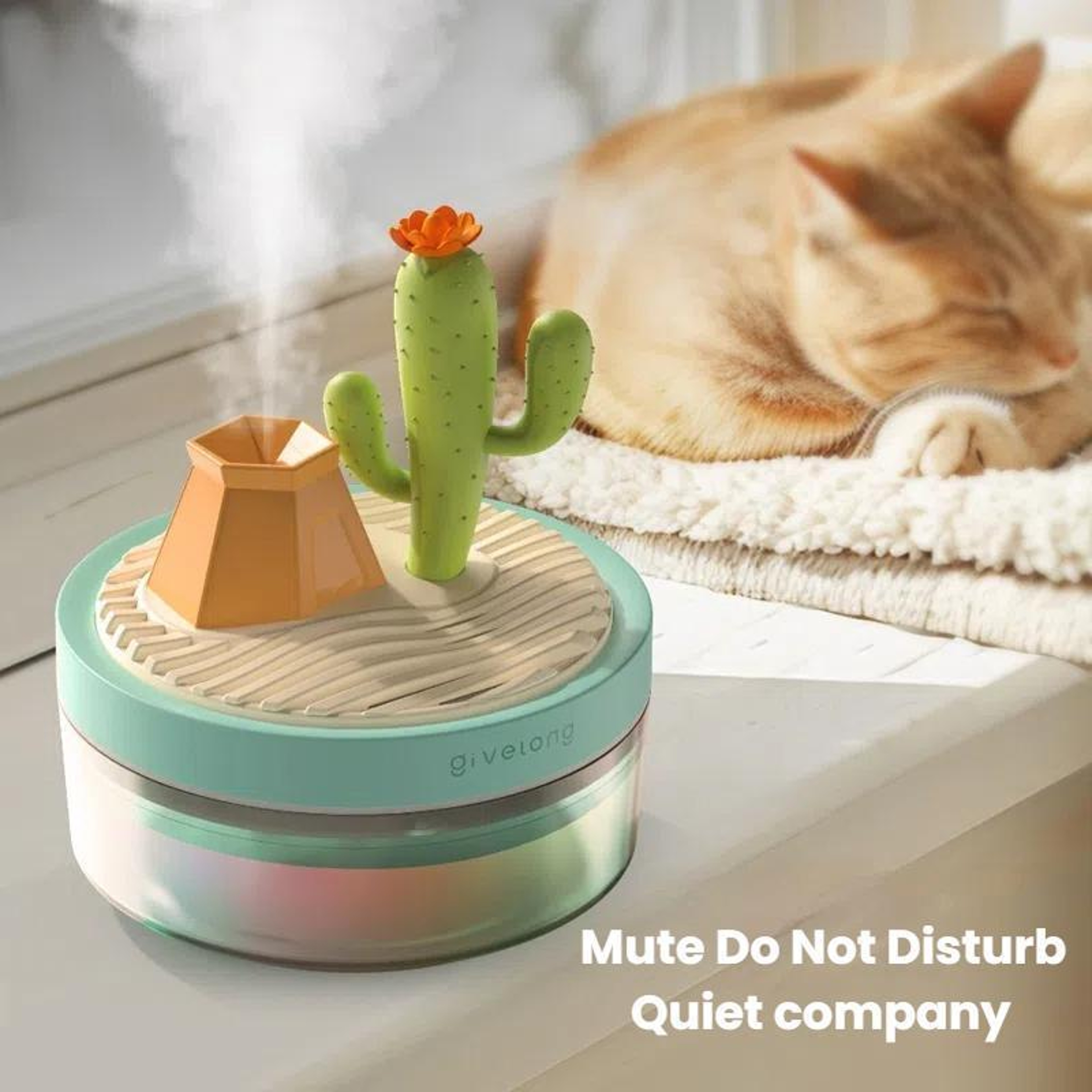 Portable Plant Pot Humidifier  USB Aroma Diffuser With Color Night Light 10